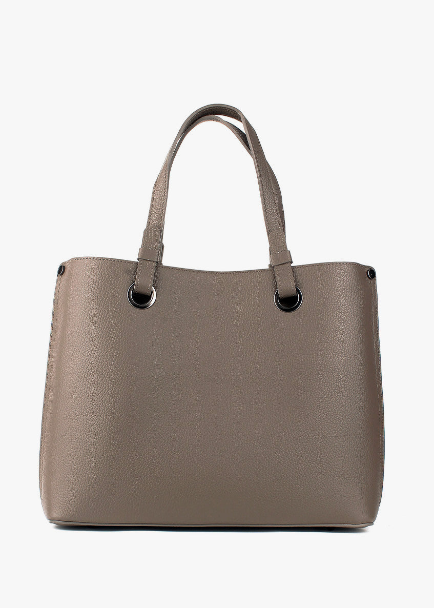 Bolso Tote de piel italiana Gris, Marrón 7227-104-32