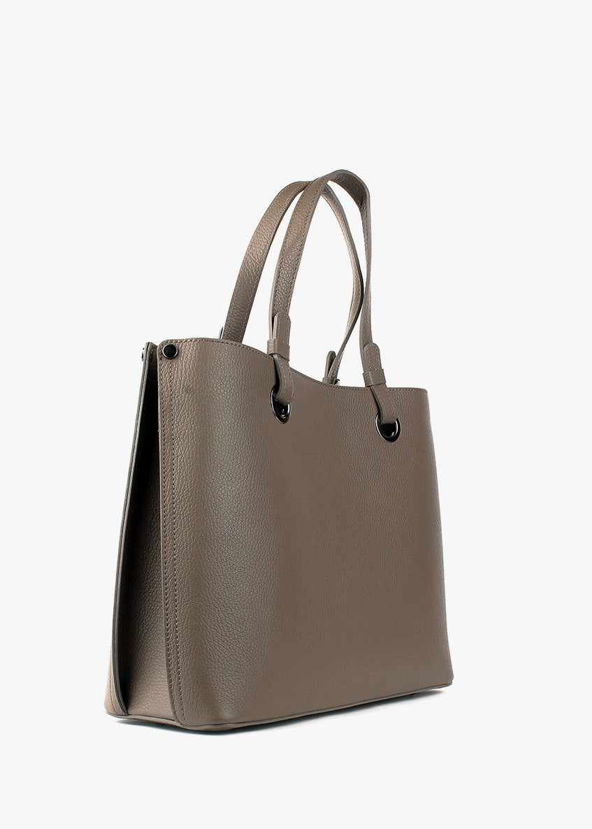 Bolso Tote de piel italiana Gris, Marrón 7227-104-32
