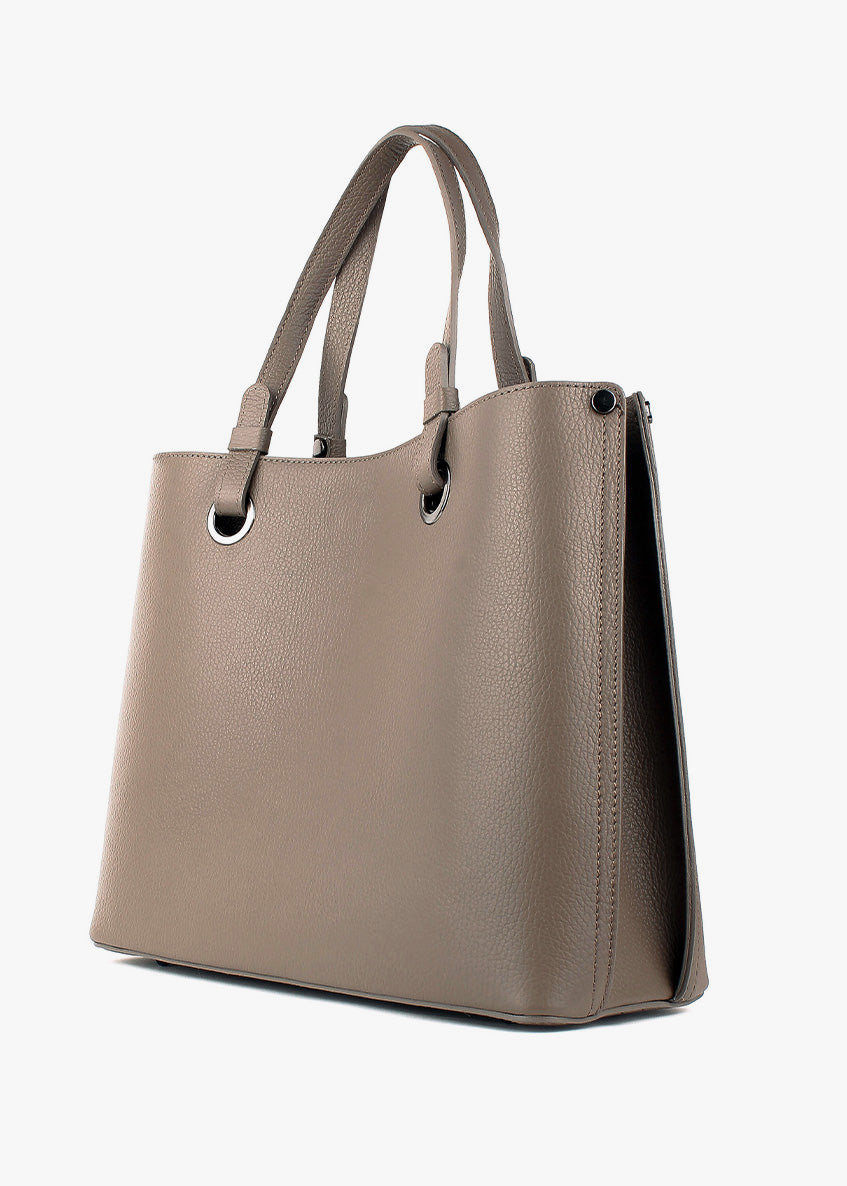 Bolso Tote de piel italiana Gris, Marrón 7227-104-32