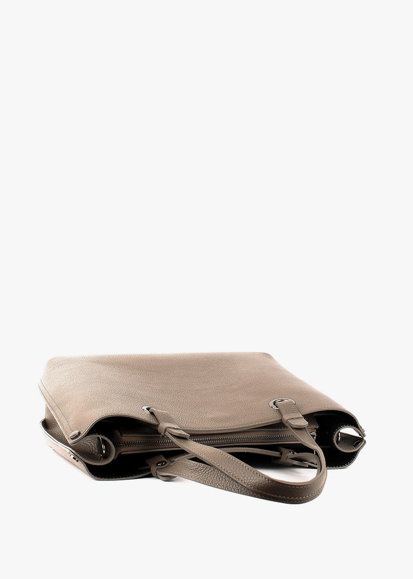 Bolso Tote de piel italiana Gris, Marrón 7227-104-32