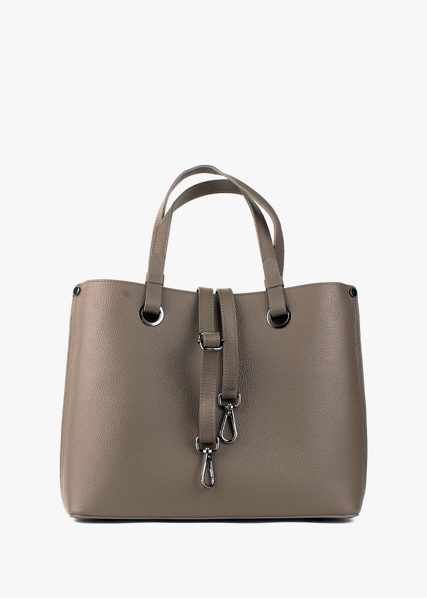 Bolso Tote de piel italiana Gris, Marrón 7227-104-32