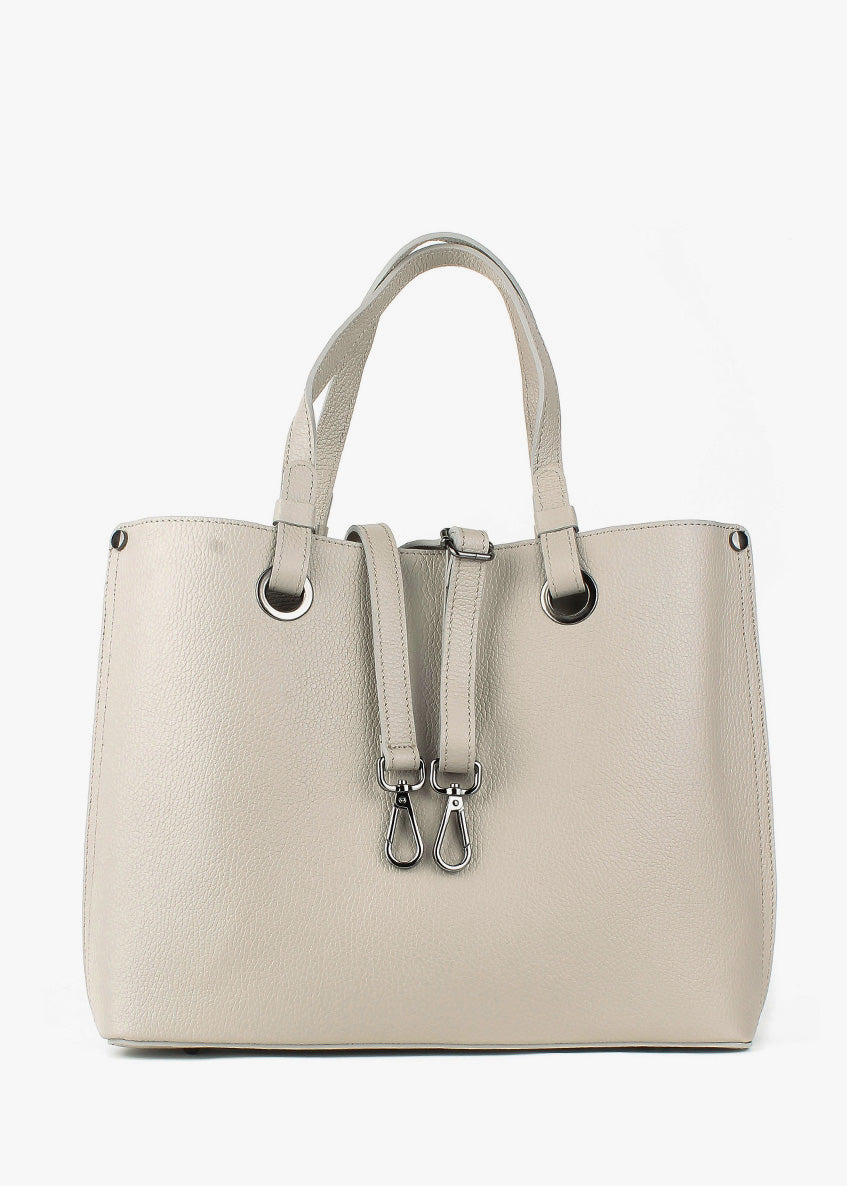 Bolso Tote de piel italiana Beige 7227-11-32