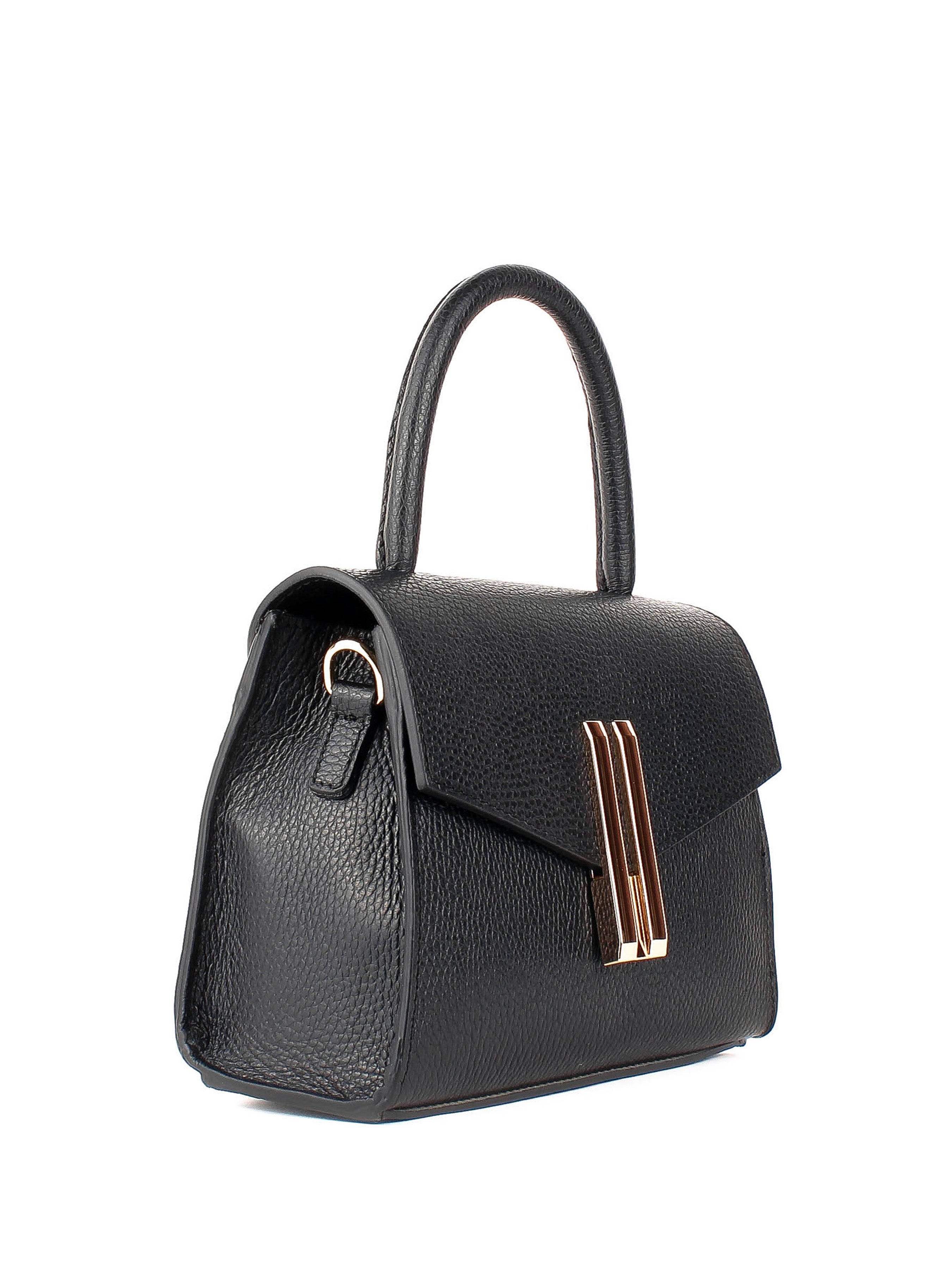 Bolso de mano de piel italiana Negro 9025-05-32