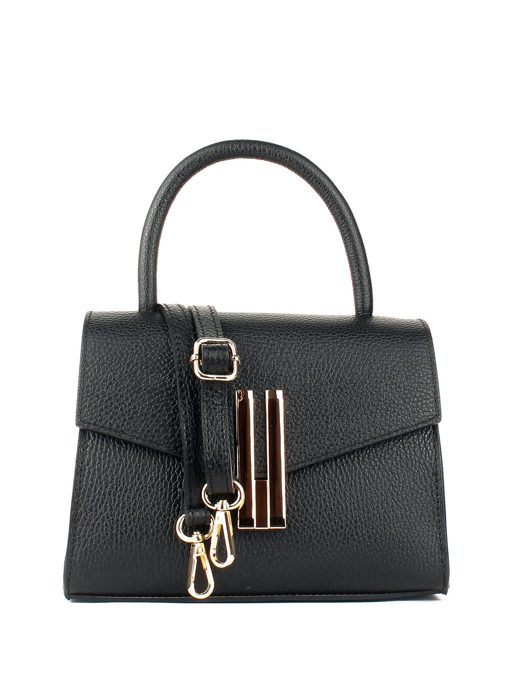 Bolso de mano de piel italiana Negro 9025-05-32