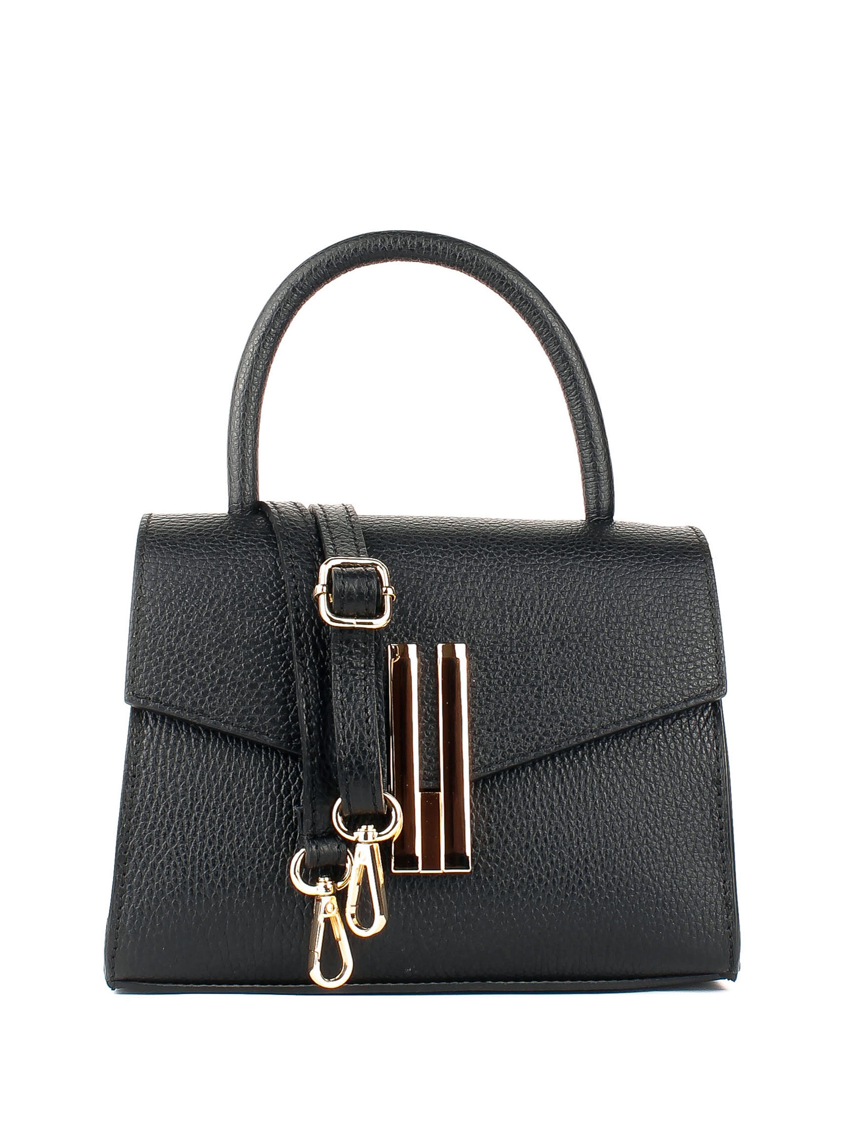 Bolso de mano de piel italiana Negro 9025-05-32