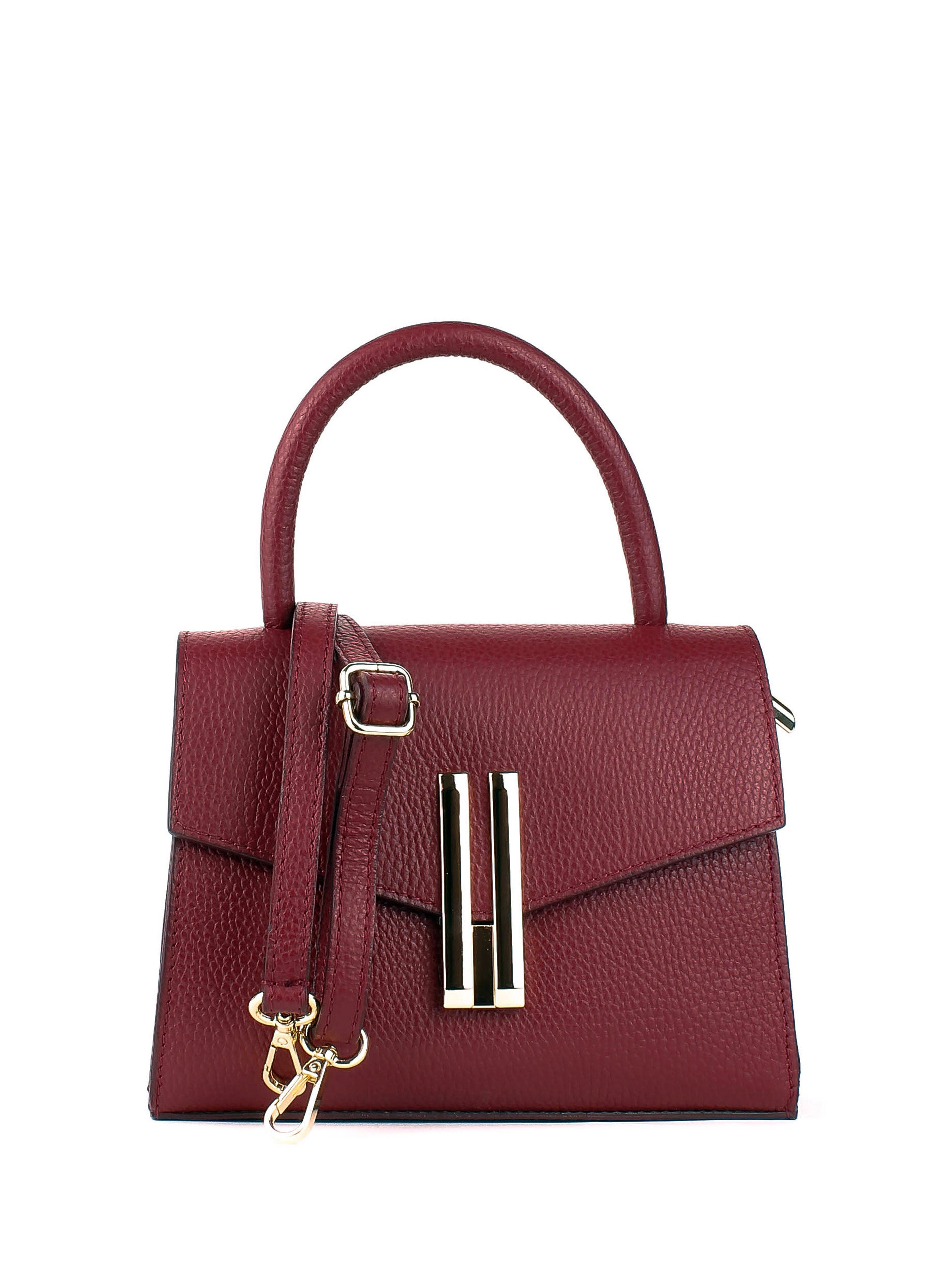 Bolso de mano de piel italiana Burgoña 9025-12-32