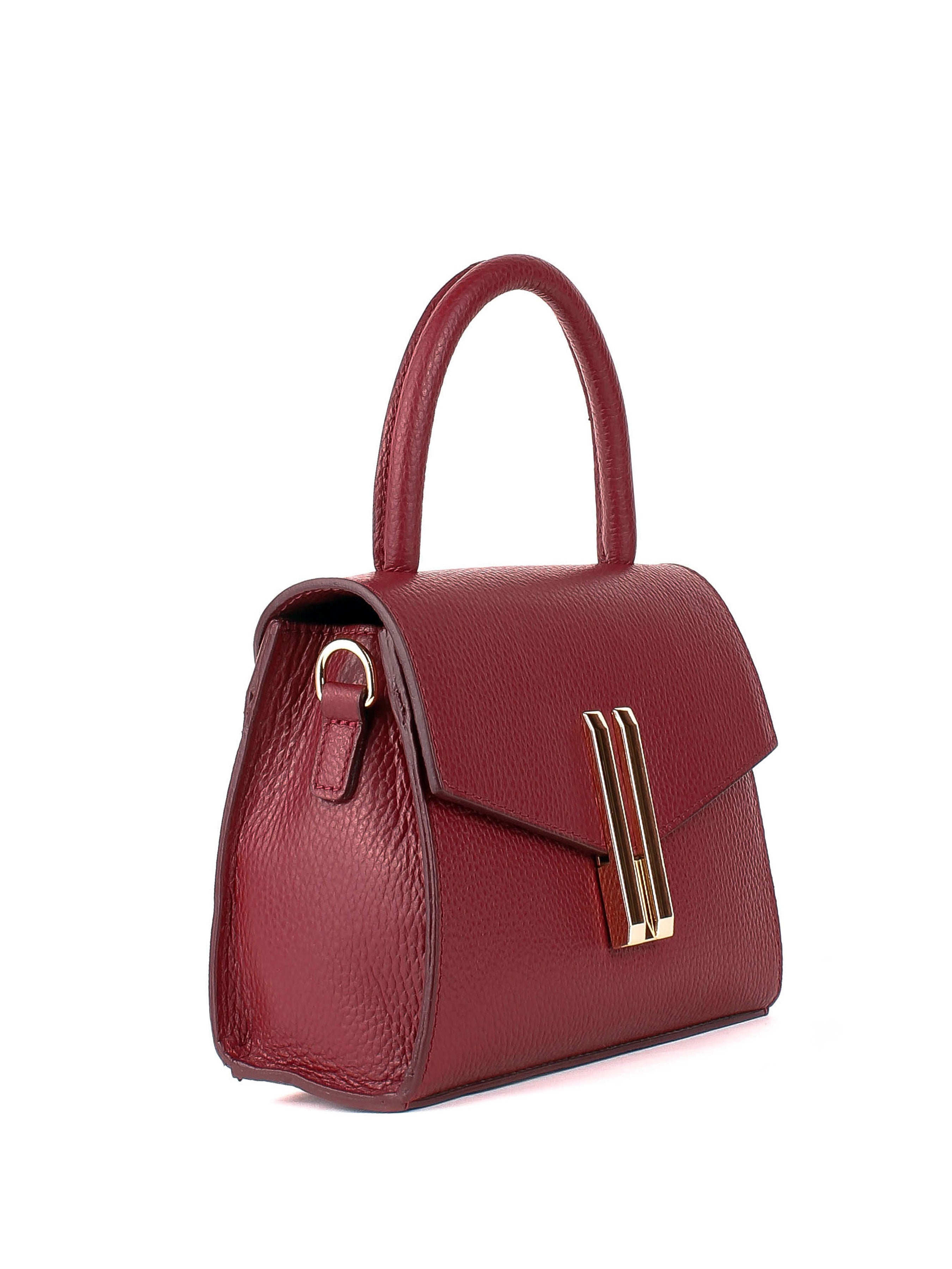 Bolso de mano de piel italiana Burgoña 9025-12-32