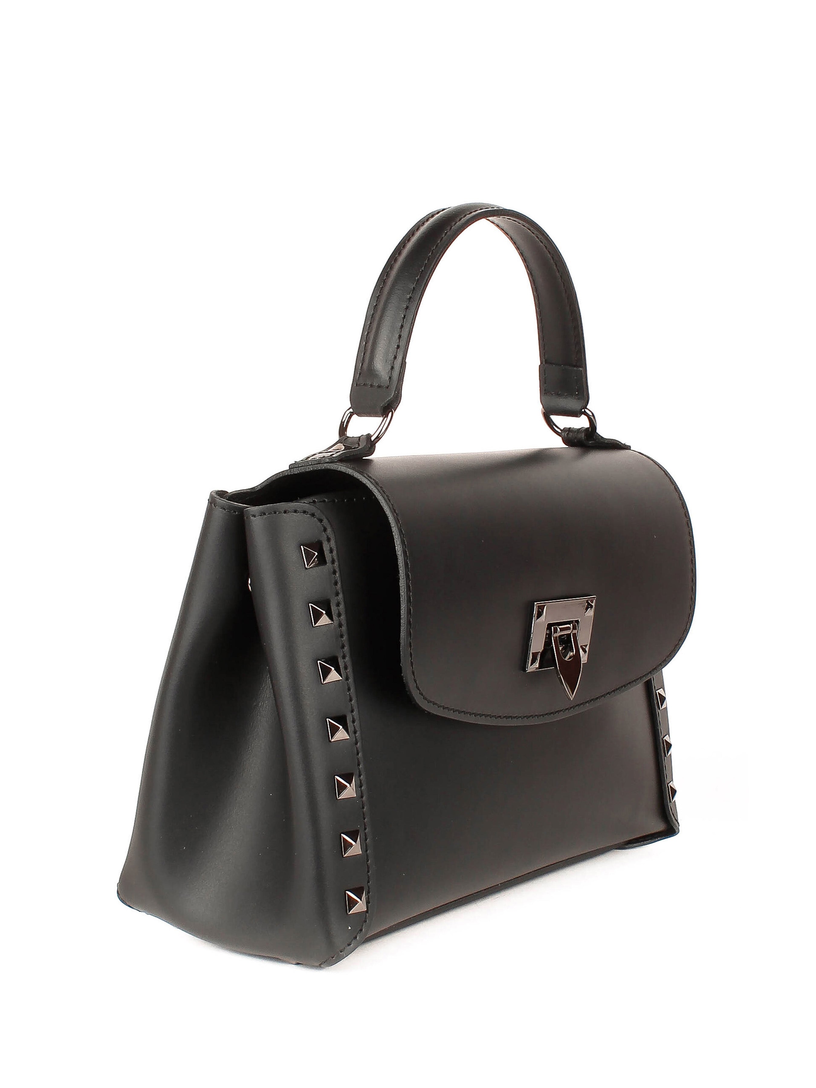 Bolso de mano de piel italiana Negro 1291-05-31