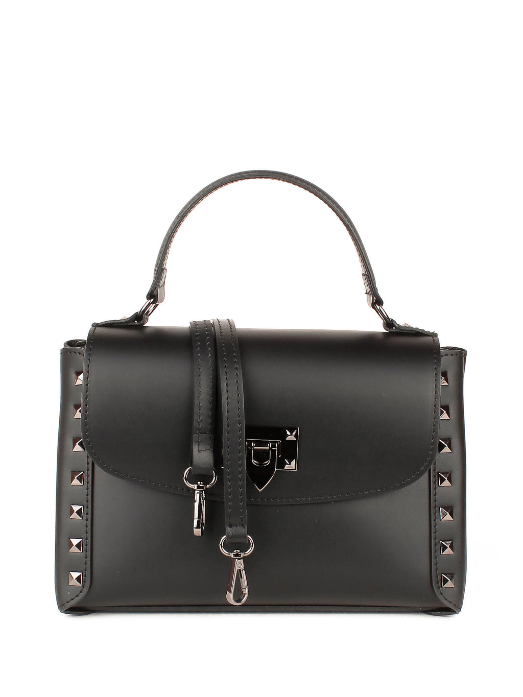 Bolso de mano de piel italiana Negro 1291-05-31