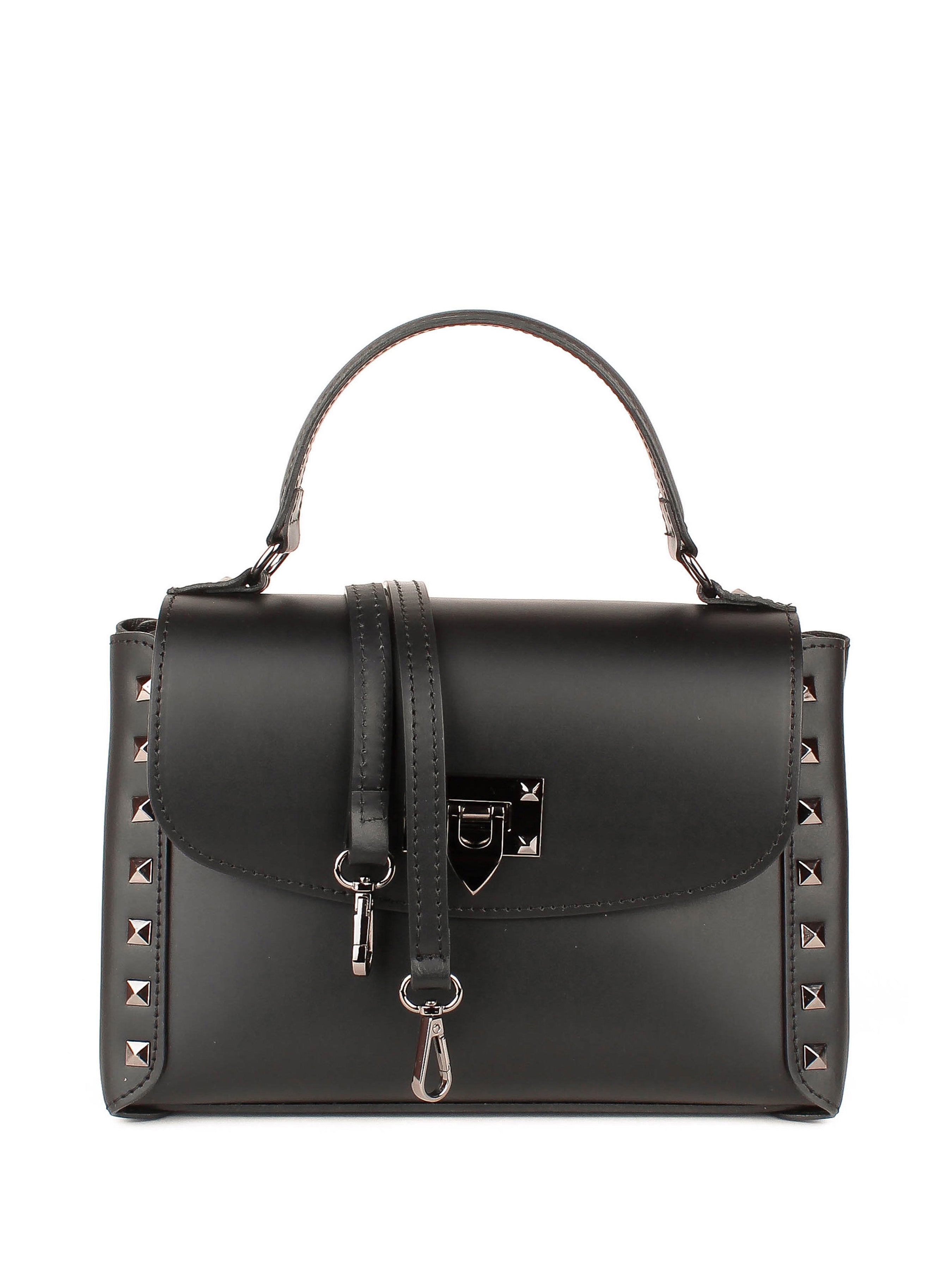 Bolso de mano de piel italiana Negro 1291-05-31