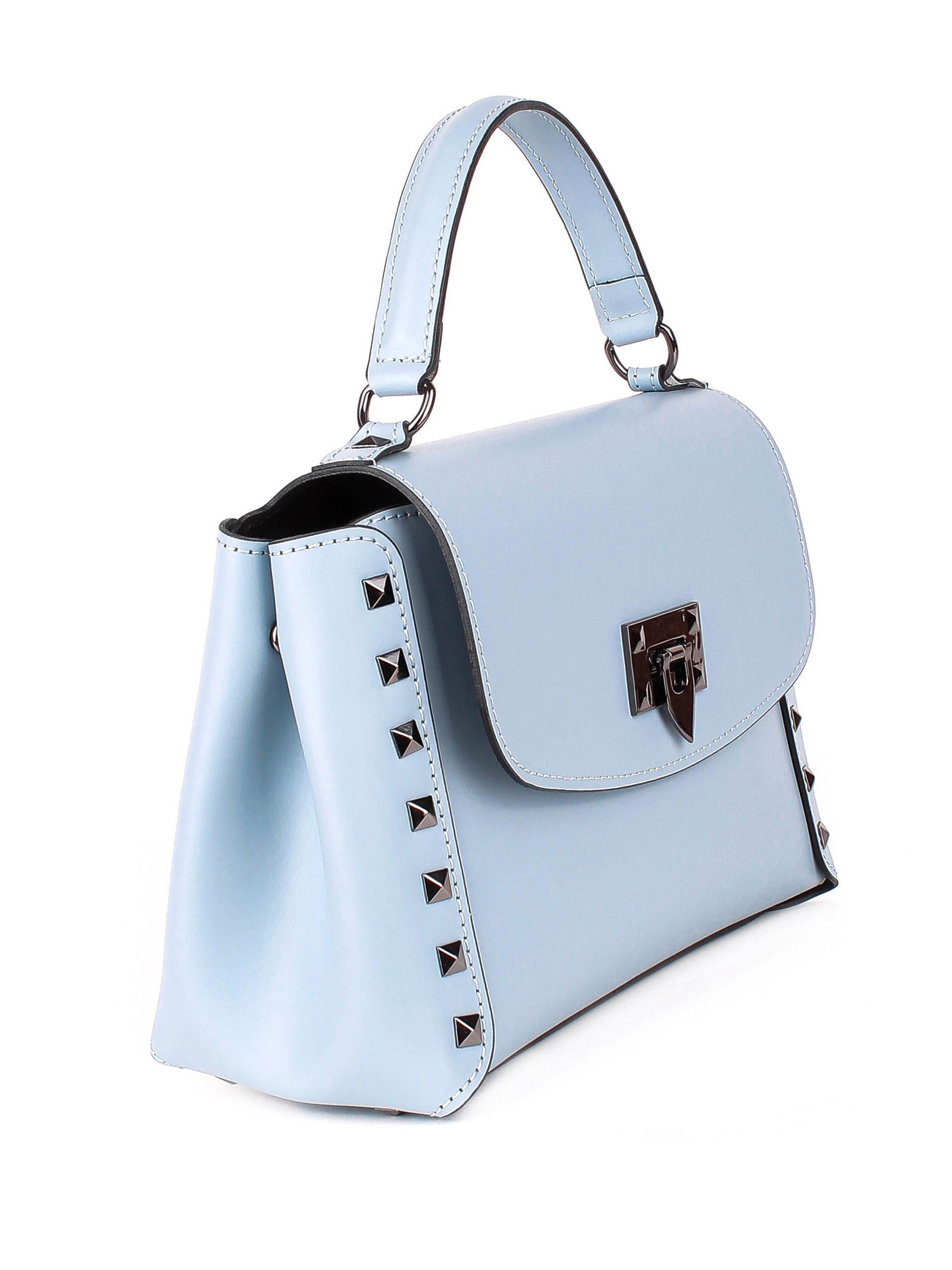 Bolso de mano de piel italiana Блакитний 1291-17-31