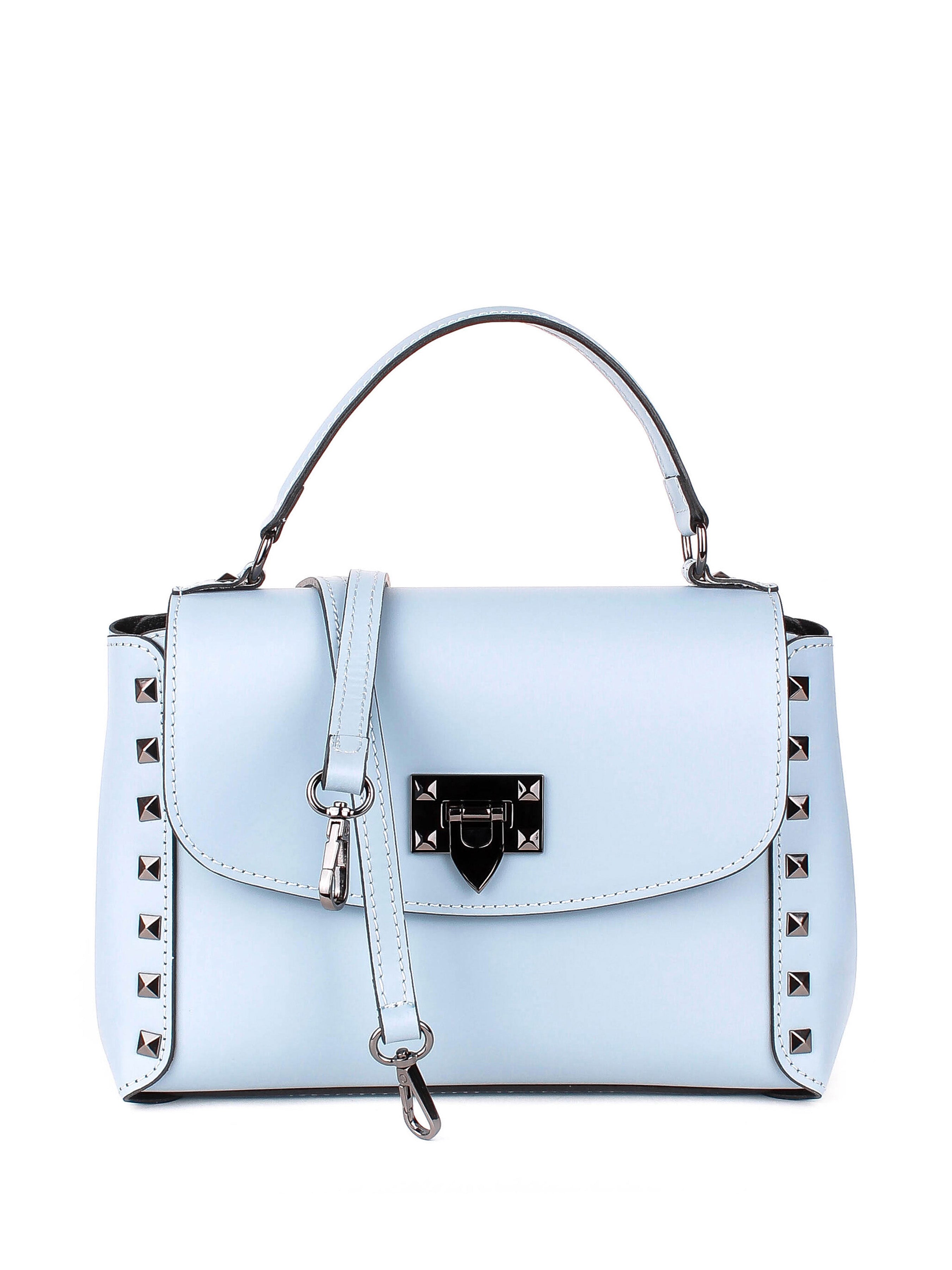 Bolso de mano de piel italiana Блакитний 1291-17-31