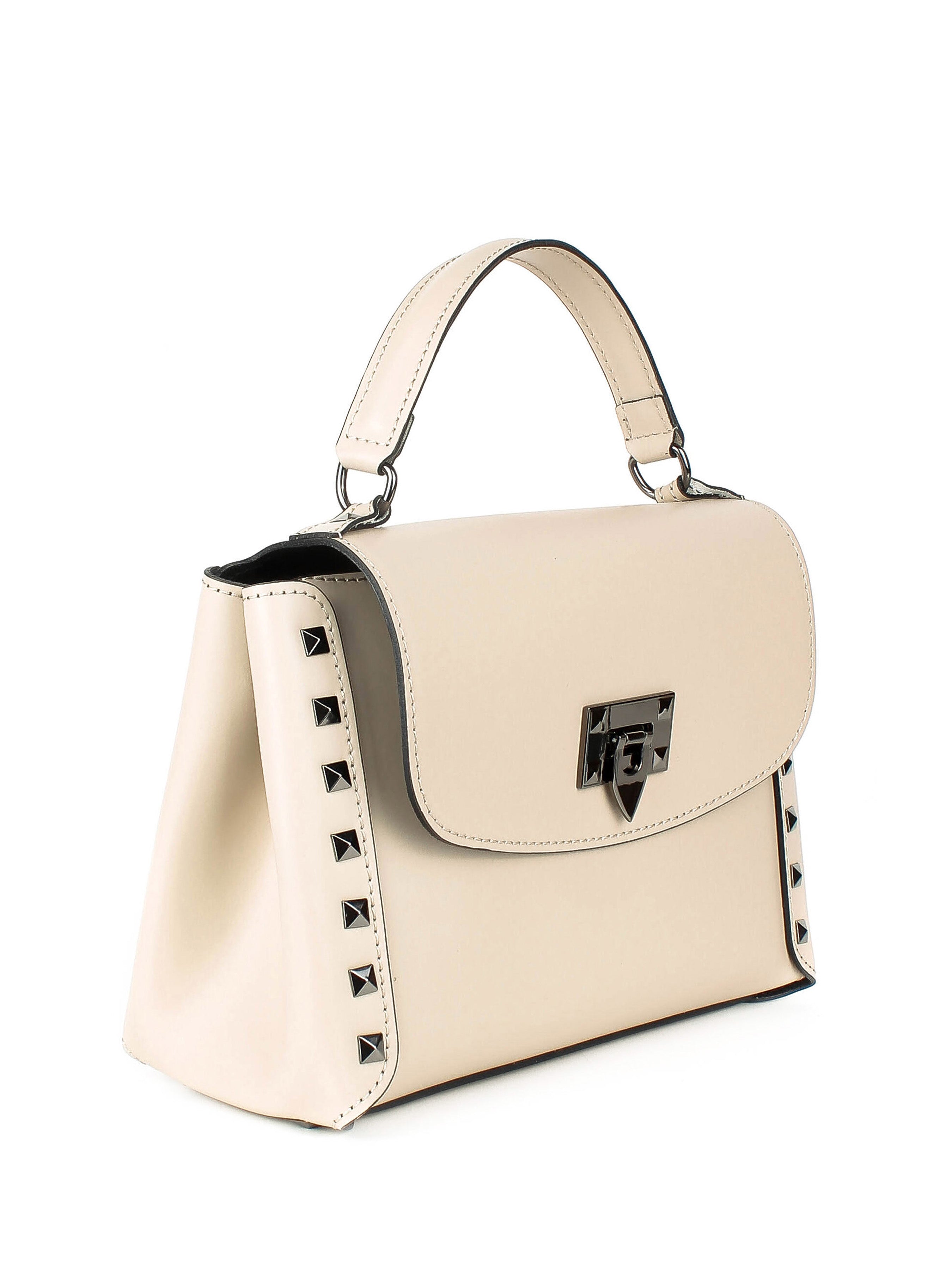 Bolso de mano de piel italiana Beige 1291-11-31