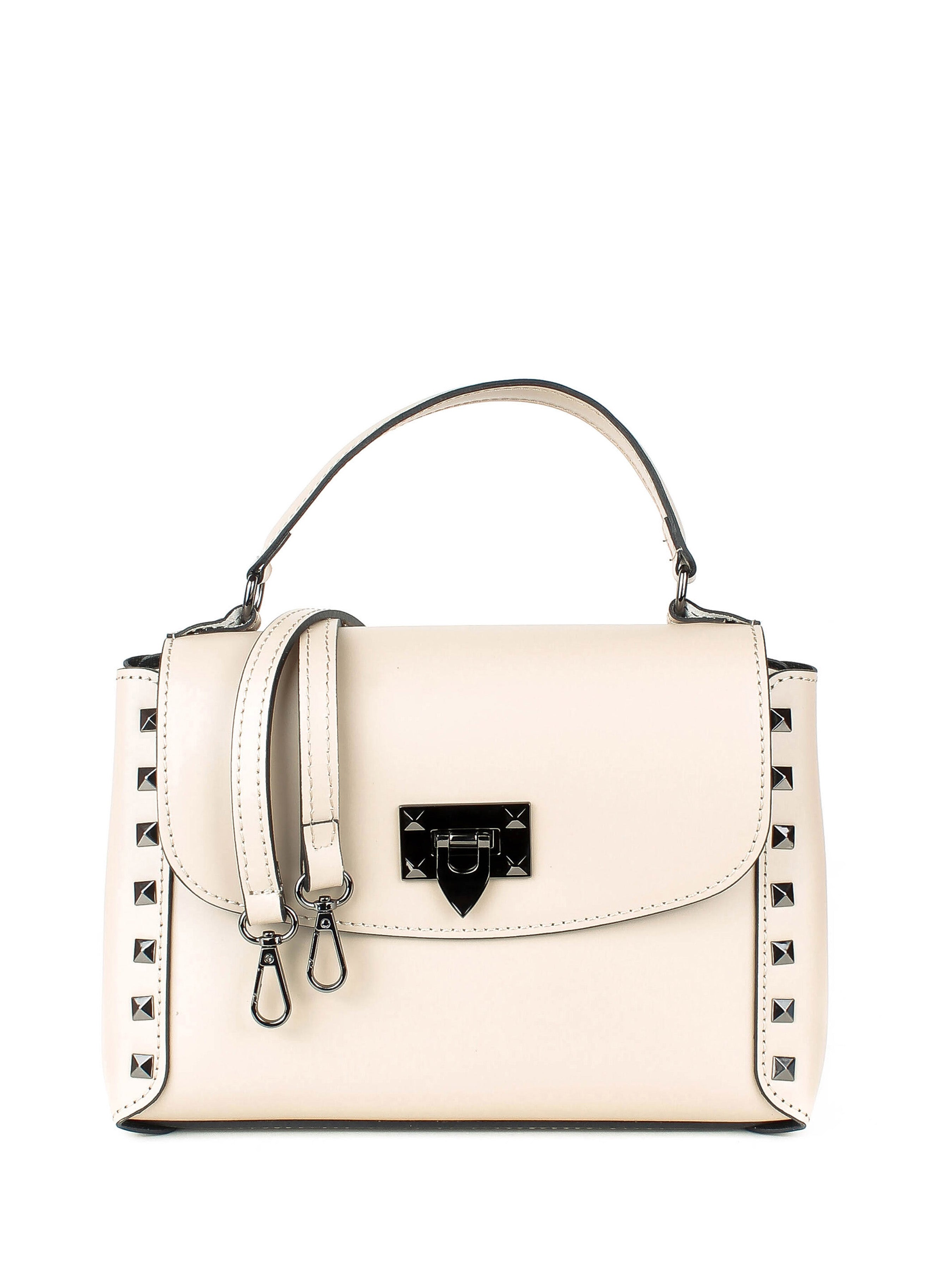 Bolso de mano de piel italiana Beige 1291-11-31