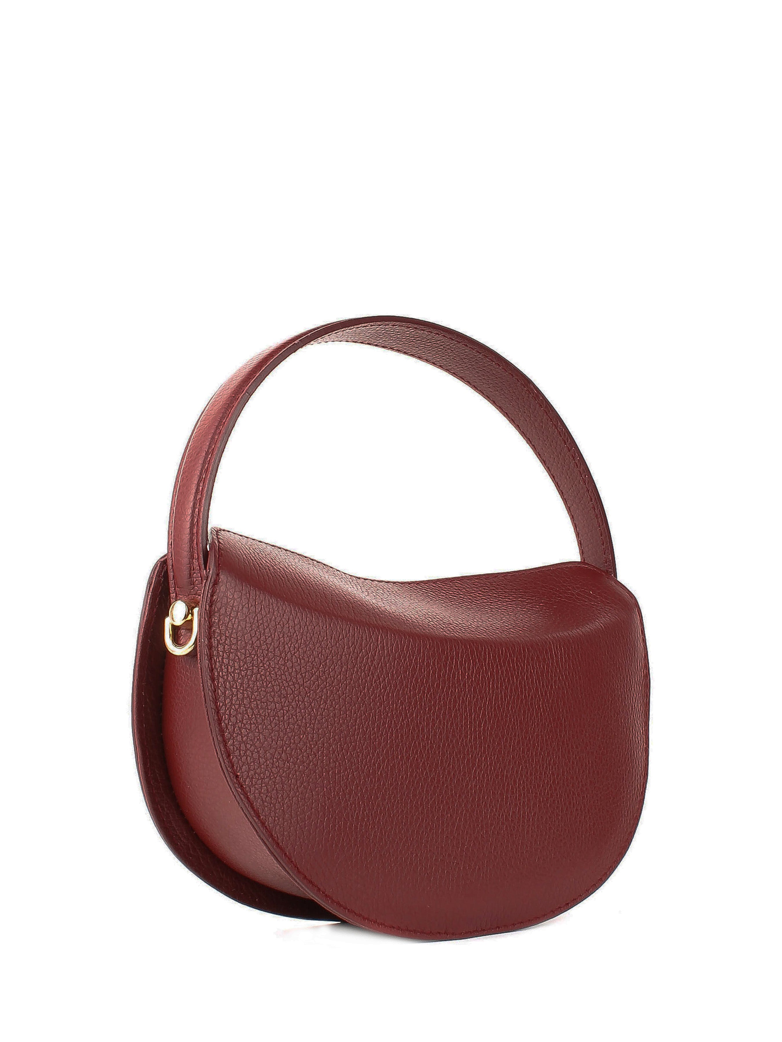 Bolso de hombro de piel italiana Burgoña 7640-12-32