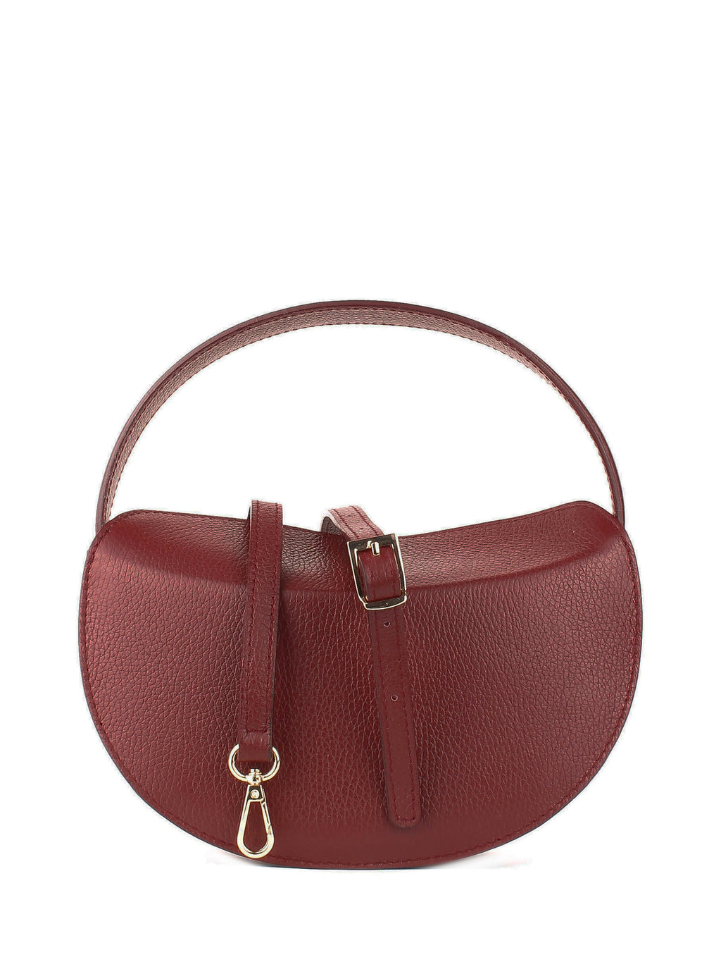 Bolso de hombro de piel italiana Burgoña 7640-12-32