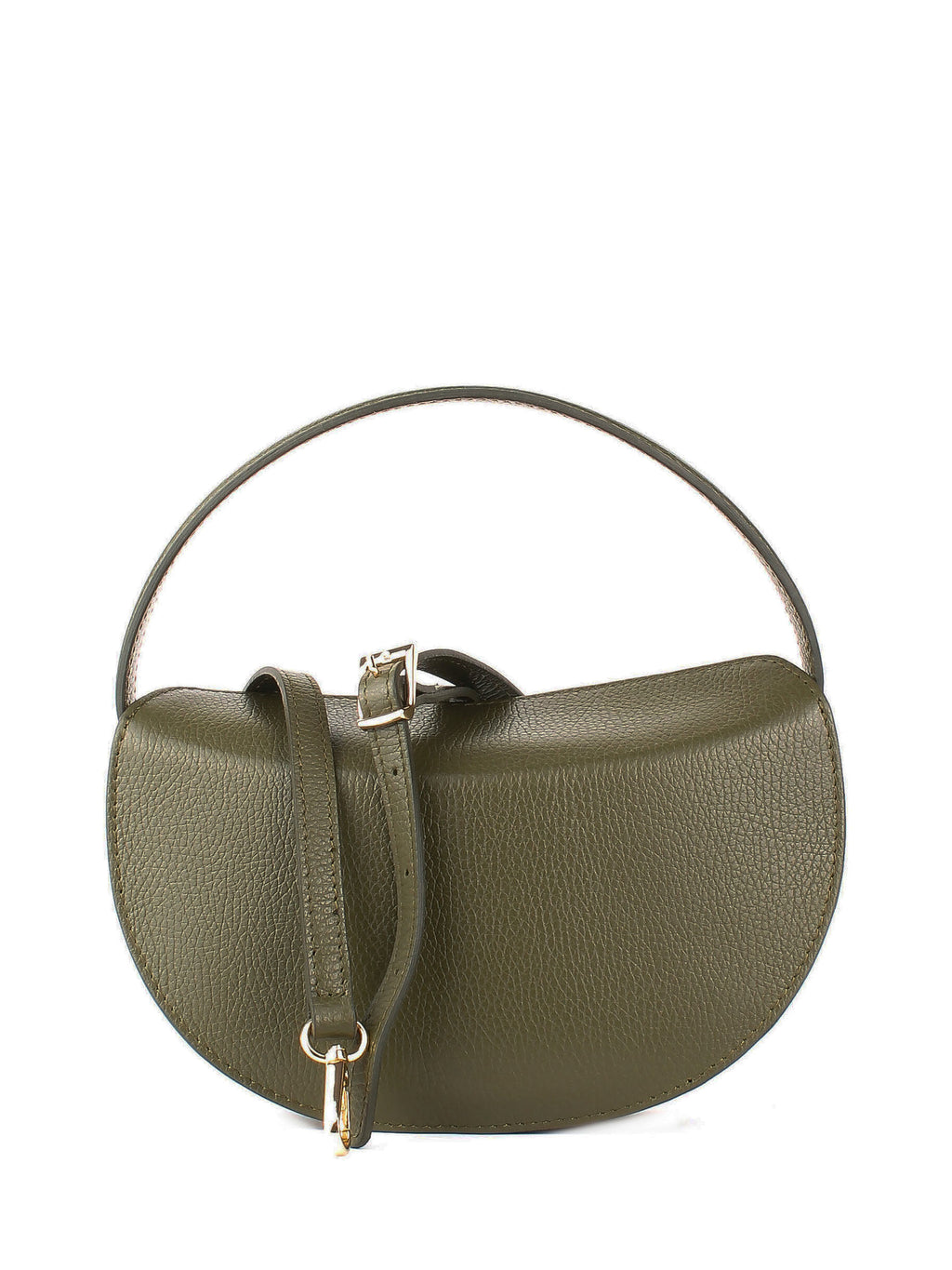 Bolso de hombro de piel italiana Verde 7640-24-32