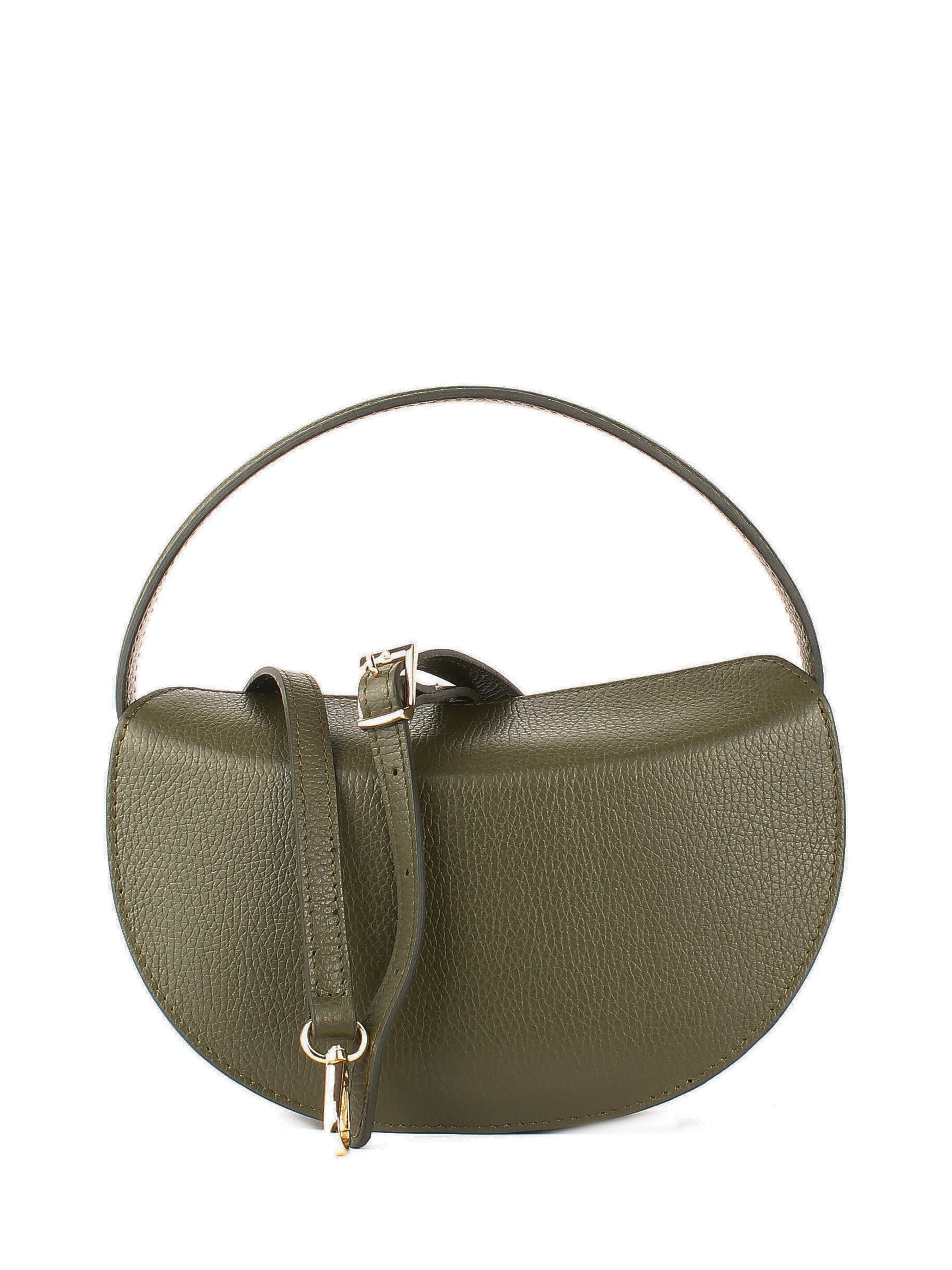 Bolso de hombro de piel italiana Verde 7640-24-32