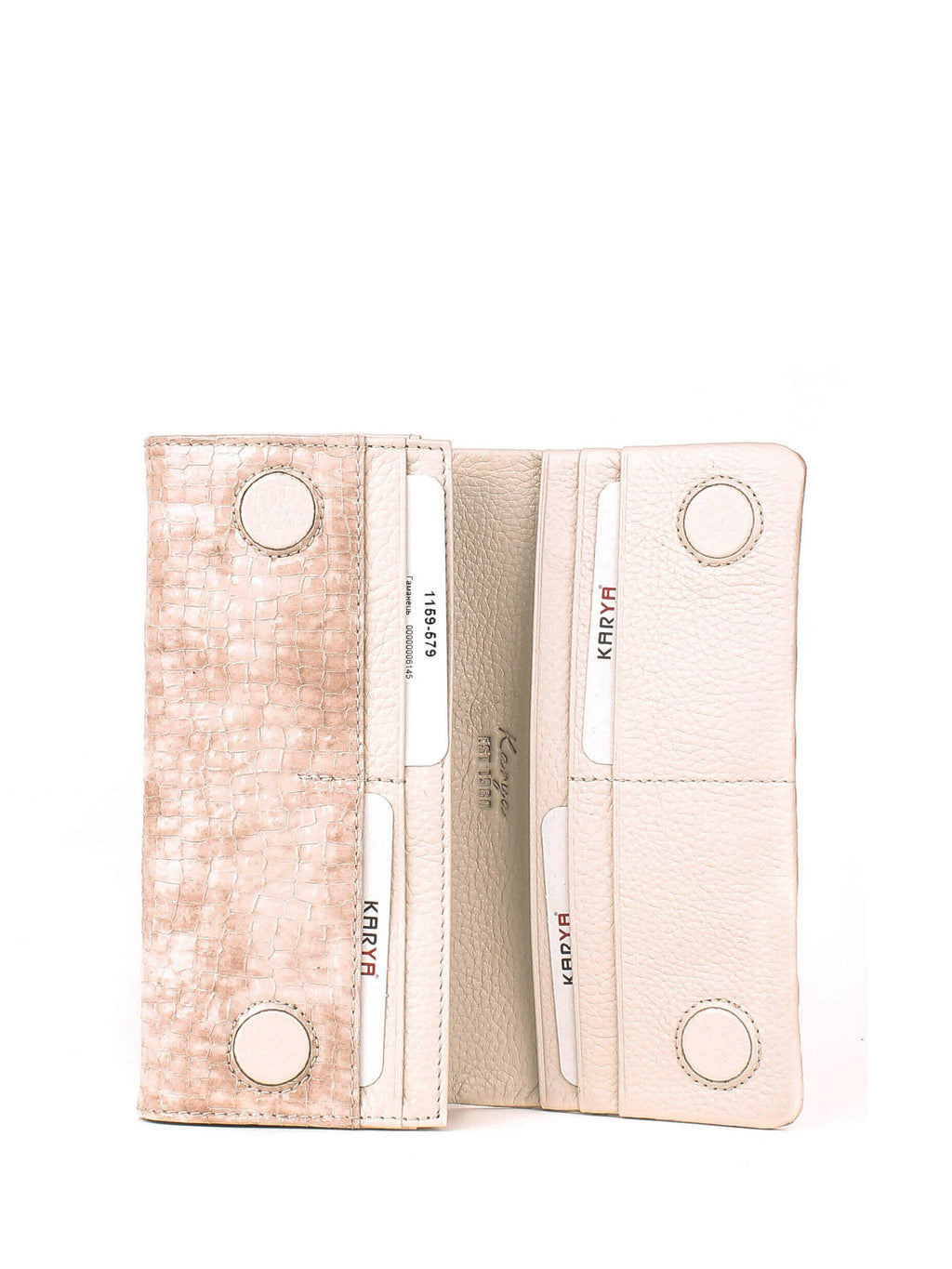 Cartera de piel italiana Beige 1159-579