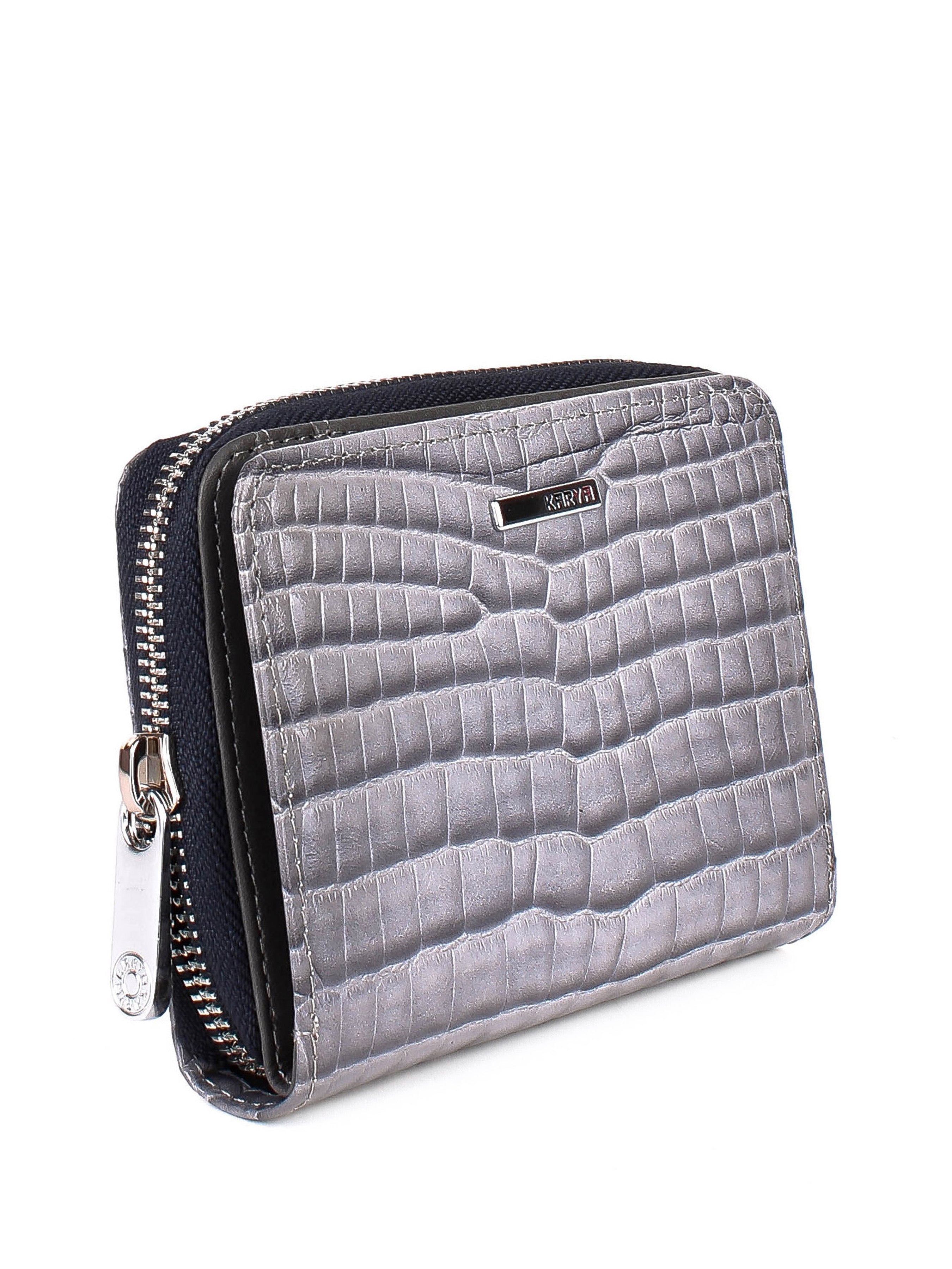 Cartera de piel italiana Gris 1152-506