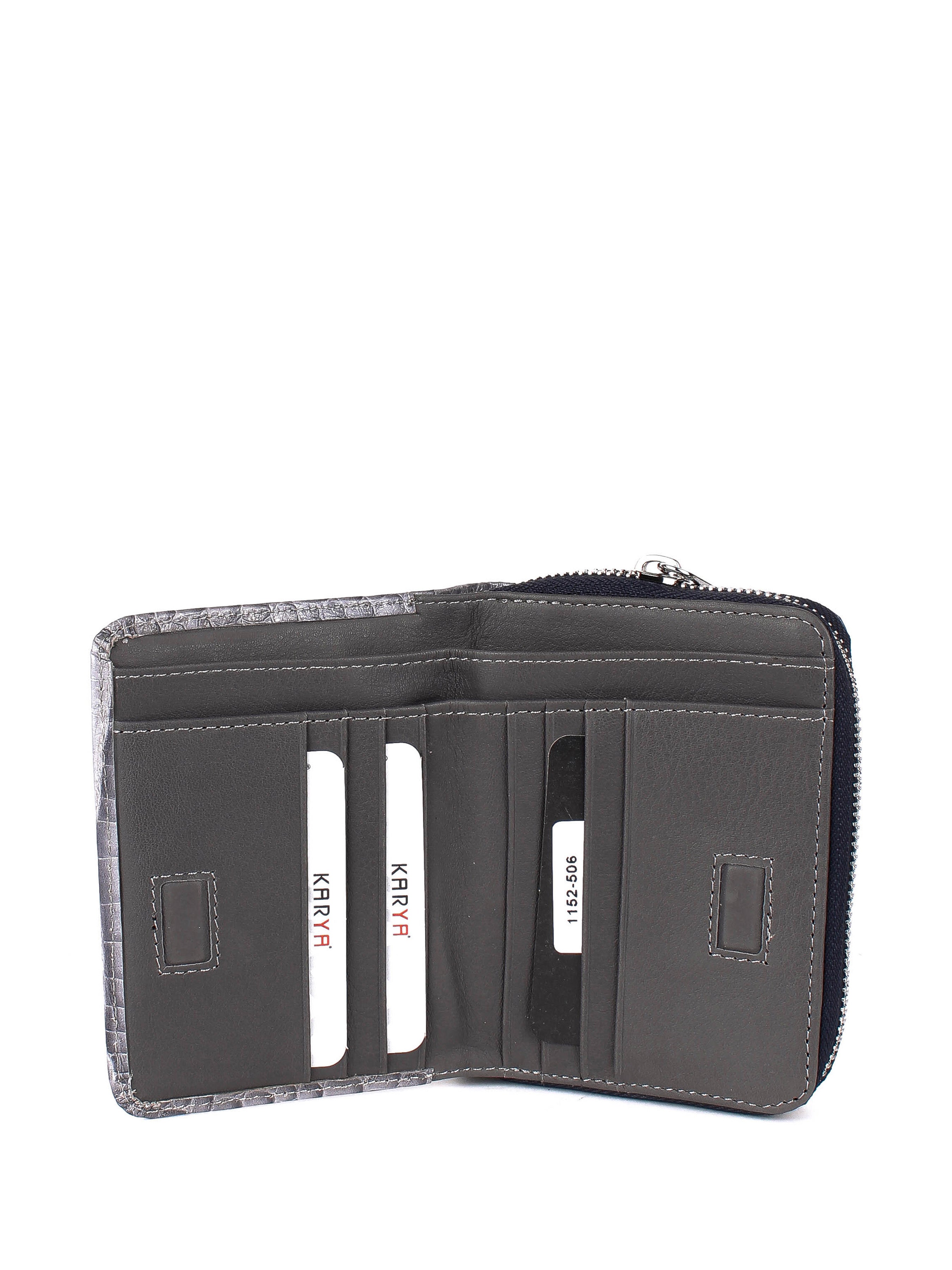 Cartera de piel italiana Gris 1152-506