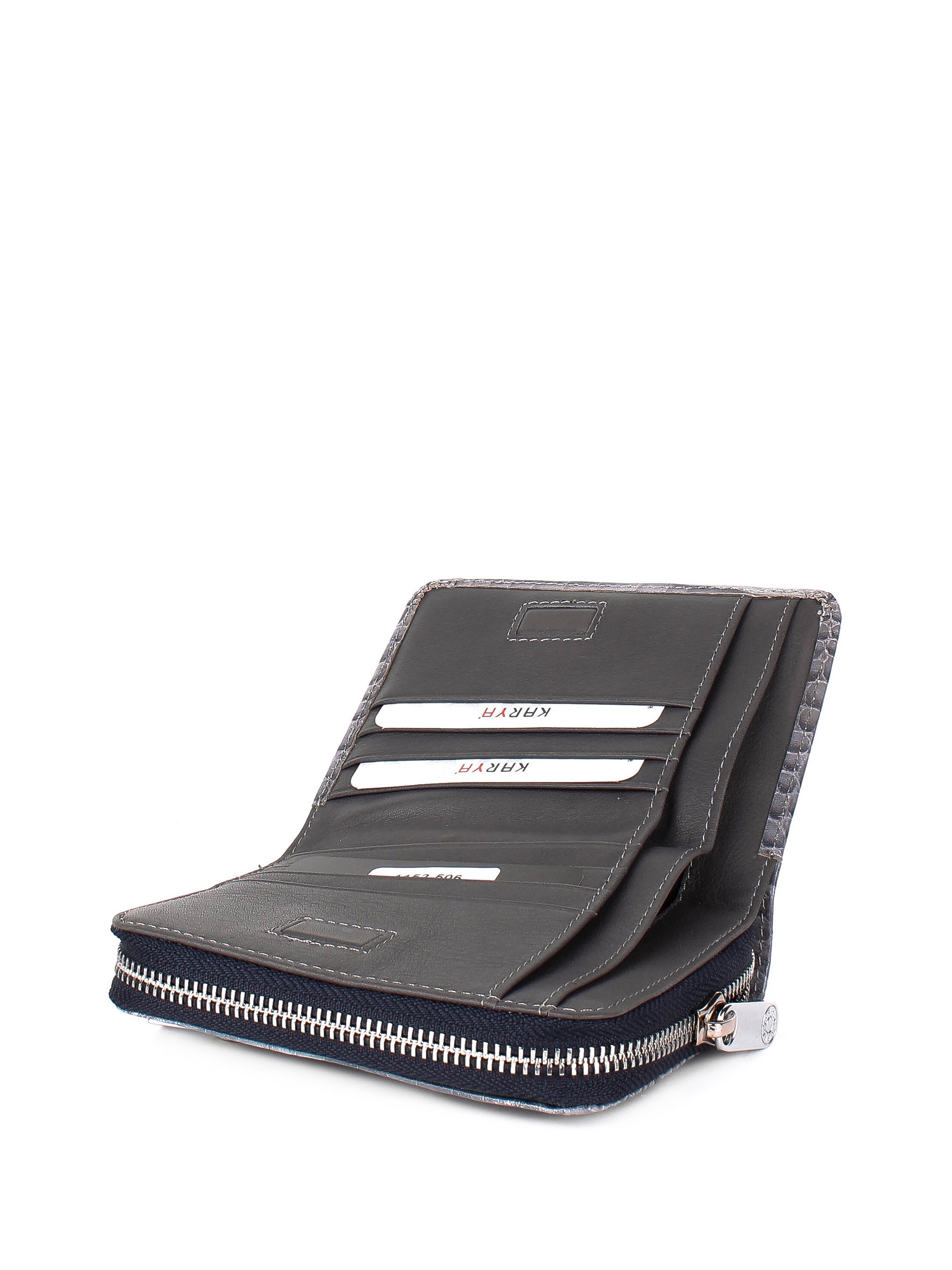 Cartera de piel italiana Gris 1152-506