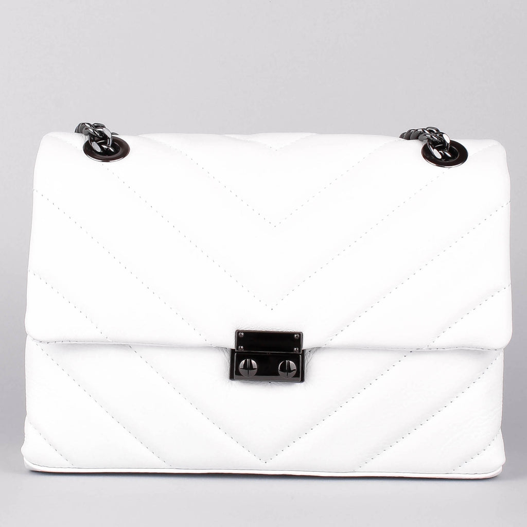 Bandolera de piel italiana Blanco 4554-16-37