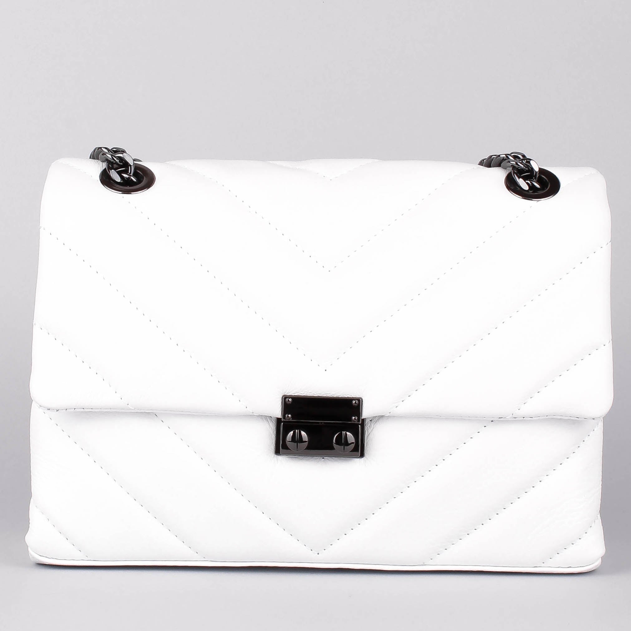 Bandolera de piel italiana Blanco 4554-16-37