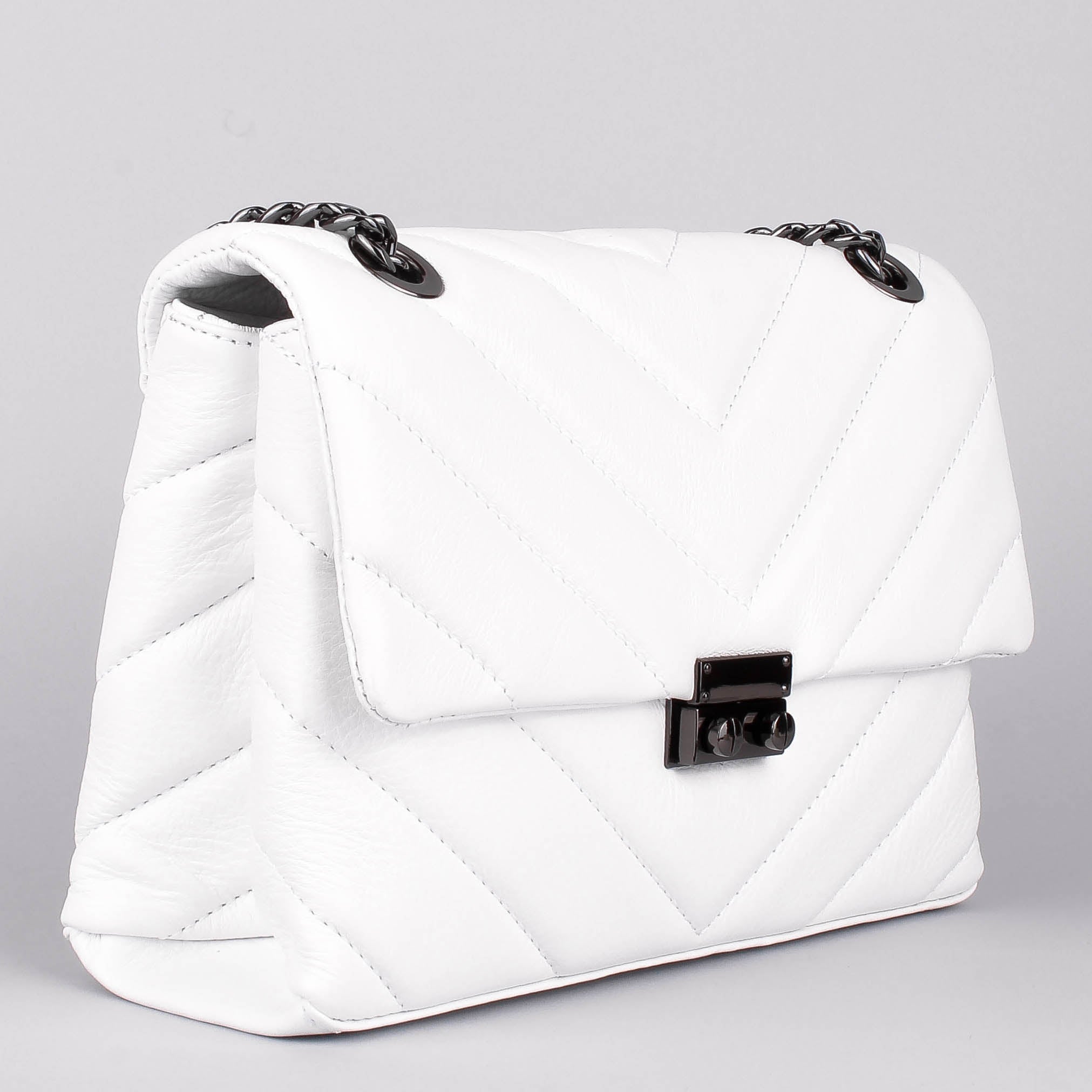 Bandolera de piel italiana Blanco 4554-16-37