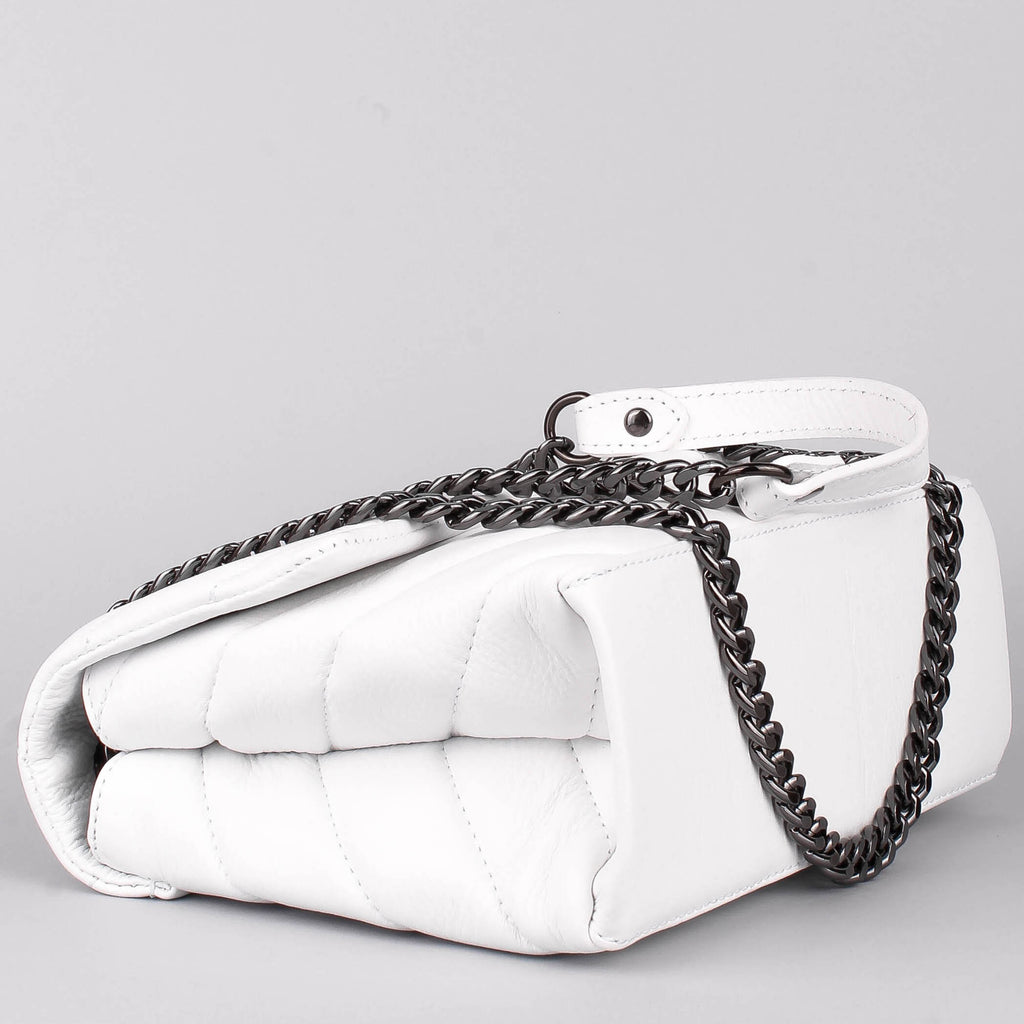 Bandolera de piel italiana Blanco 4554-16-37