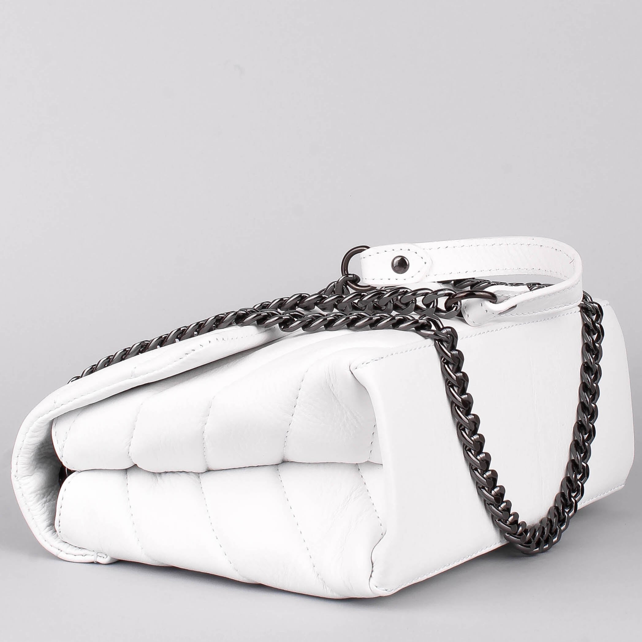 Bandolera de piel italiana Blanco 4554-16-37