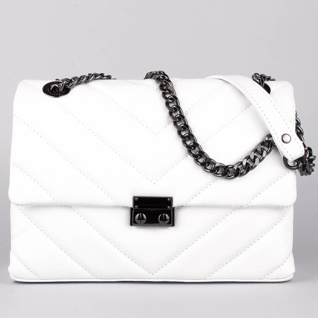 Bandolera de piel italiana Blanco 4554-16-37