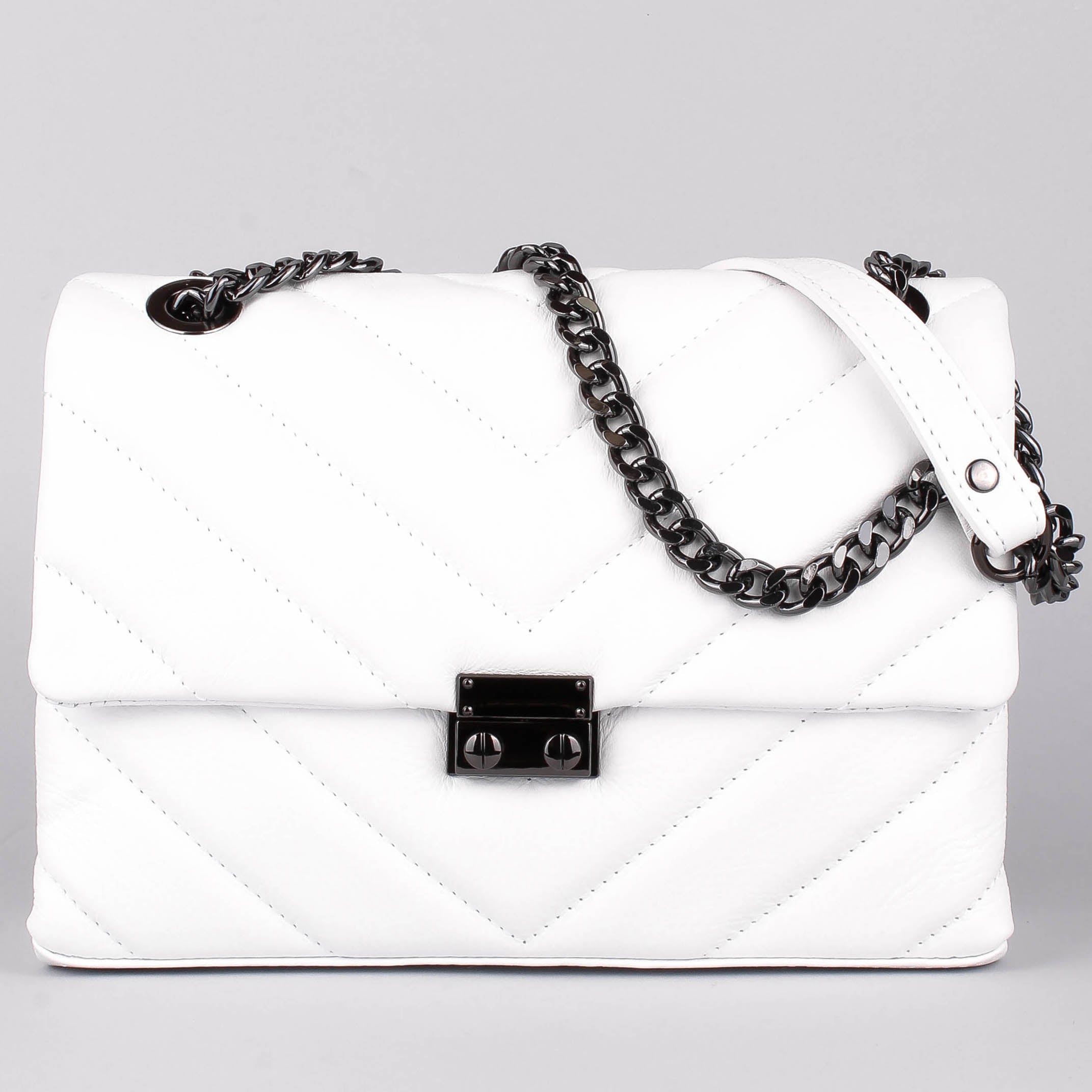 Bandolera de piel italiana Blanco 4554-16-37