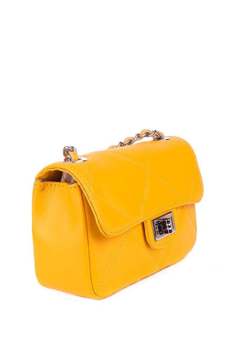 Bandolera de piel italiana Amarillo 1293-55-37