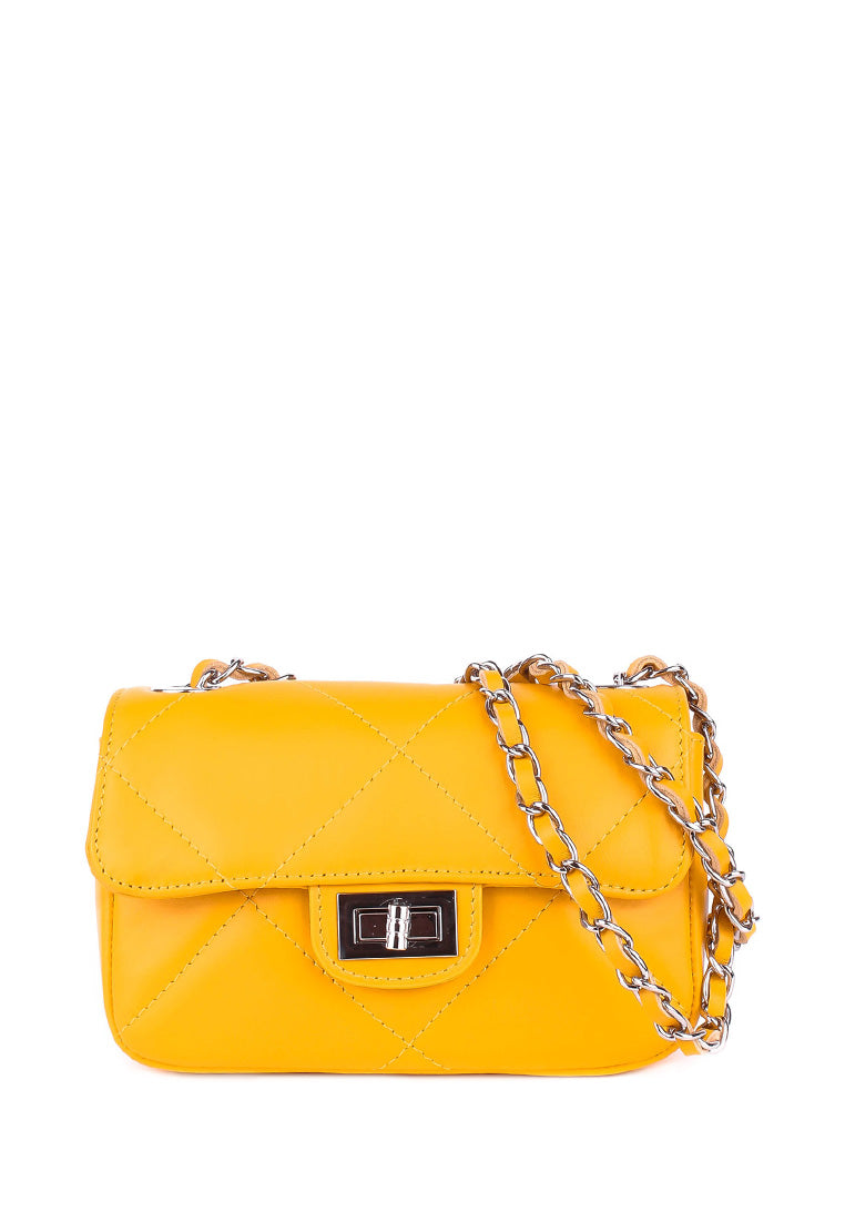 Bandolera de piel italiana Amarillo 1293-55-37