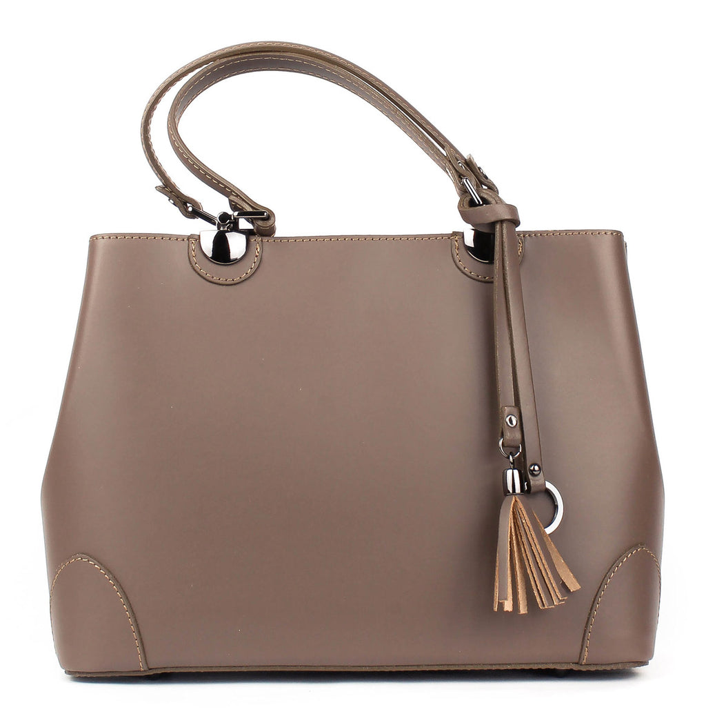 Bolso Tote de piel italiana FIORI Marrón