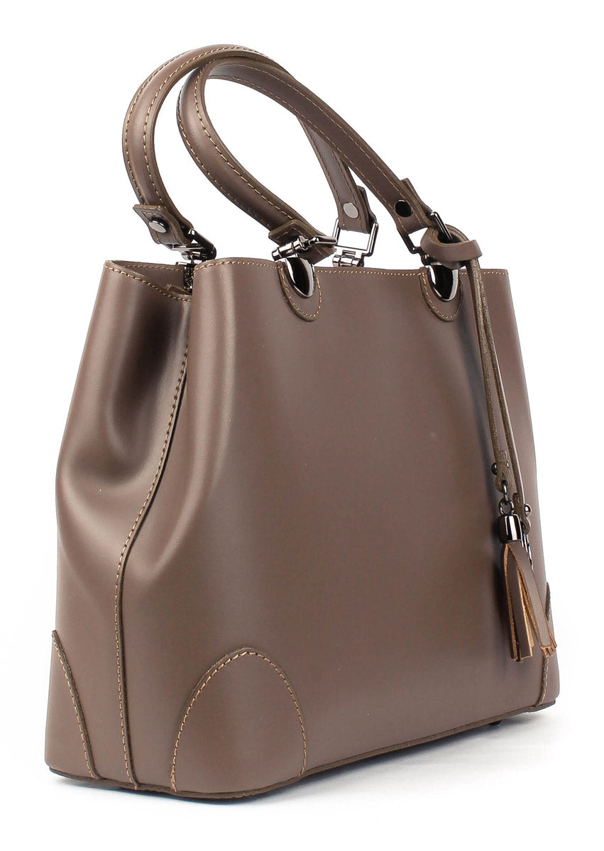 Bolso Tote de piel italiana FIORI Marrón