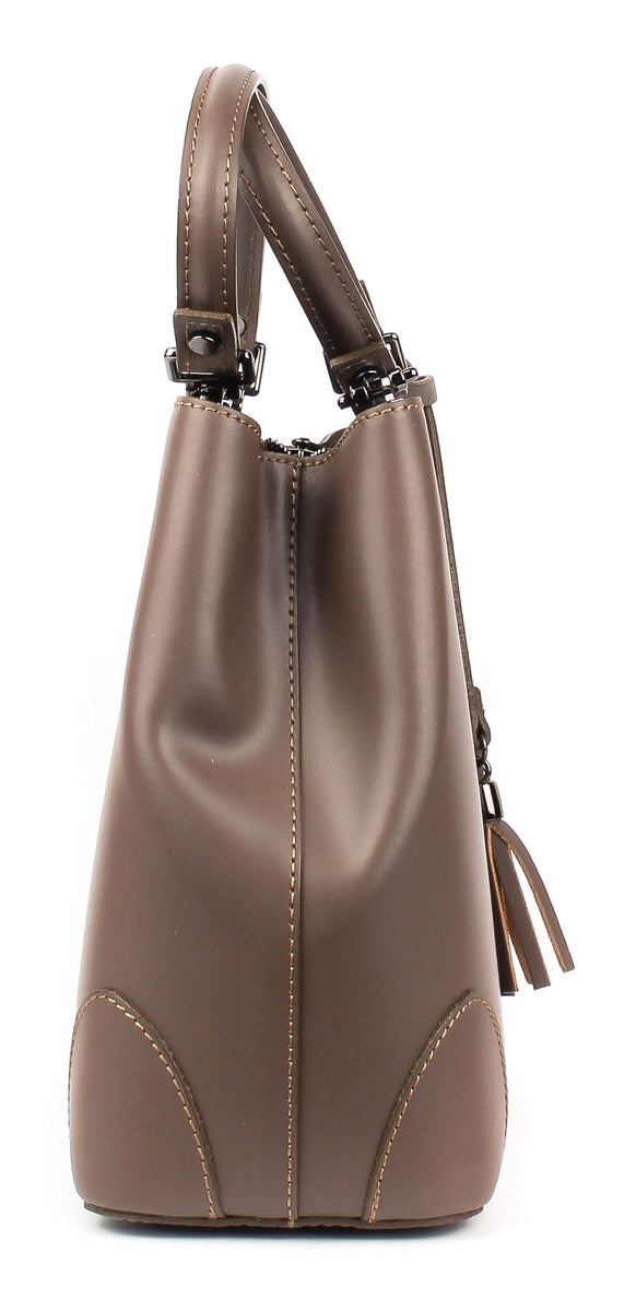 Bolso Tote de piel italiana FIORI Marrón