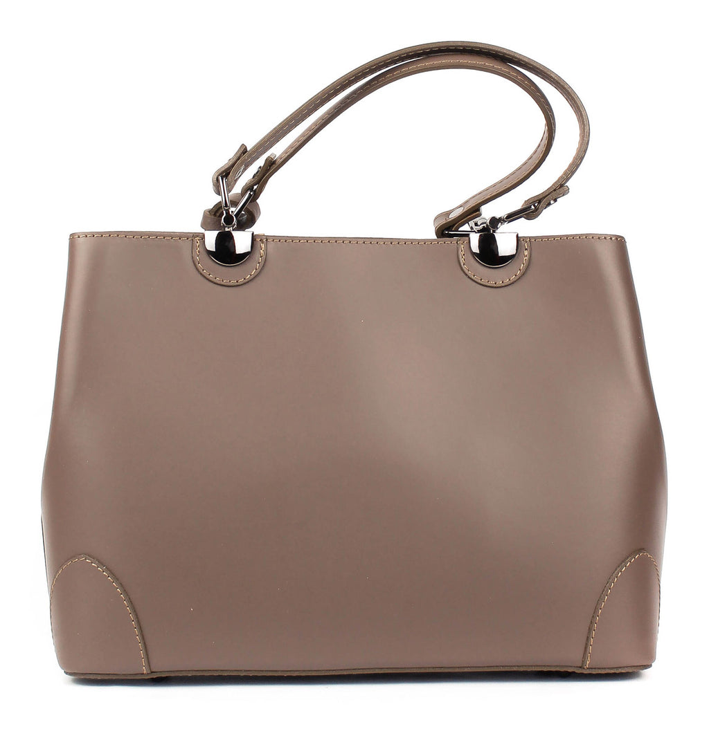 Bolso Tote de piel italiana FIORI Marrón