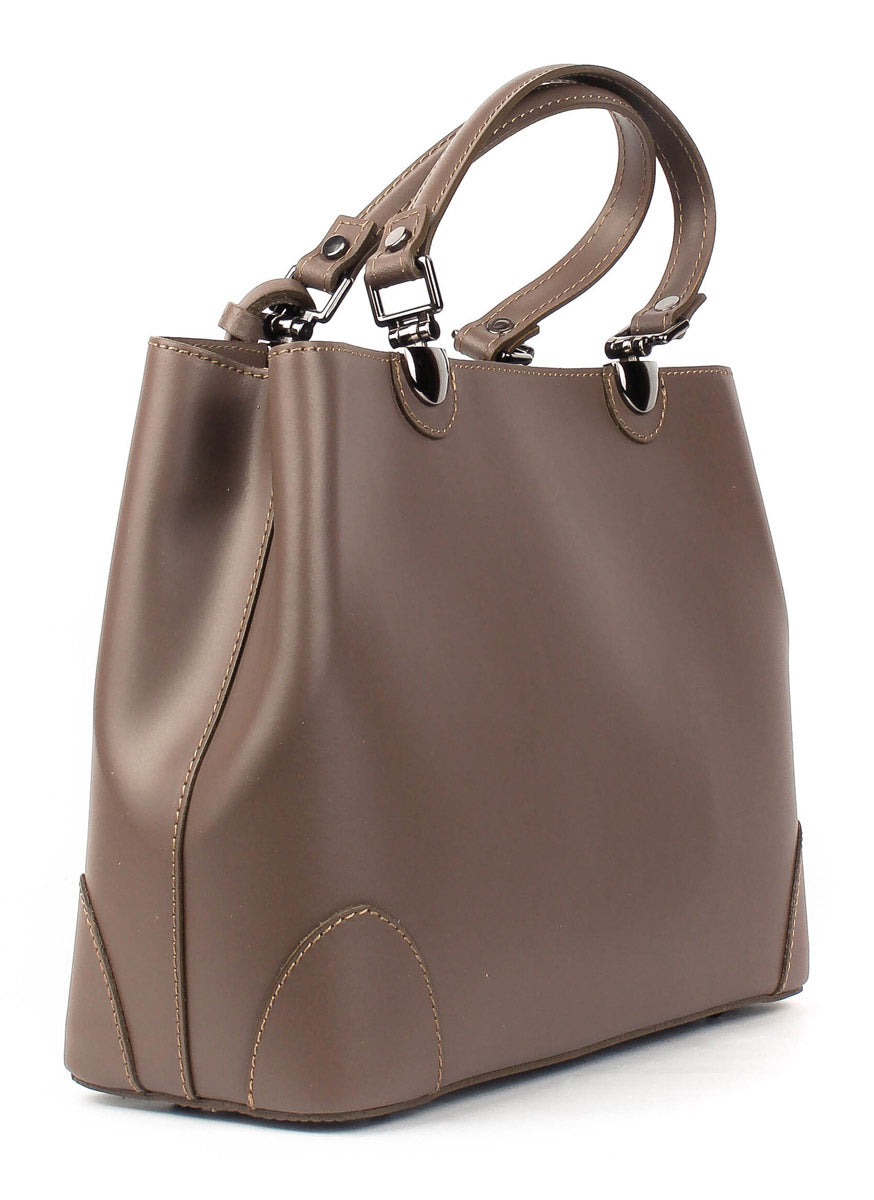 Bolso Tote de piel italiana FIORI Marrón