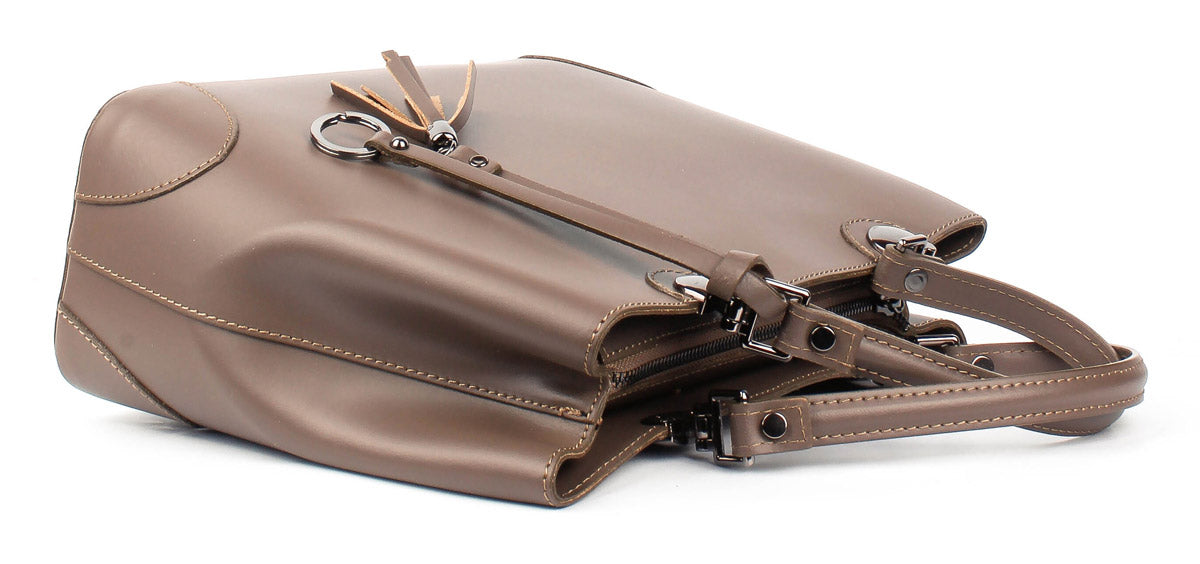 Bolso Tote de piel italiana FIORI Marrón