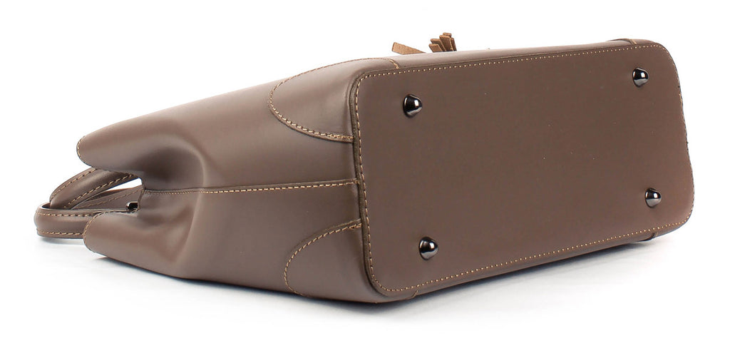 Bolso Tote de piel italiana FIORI Marrón