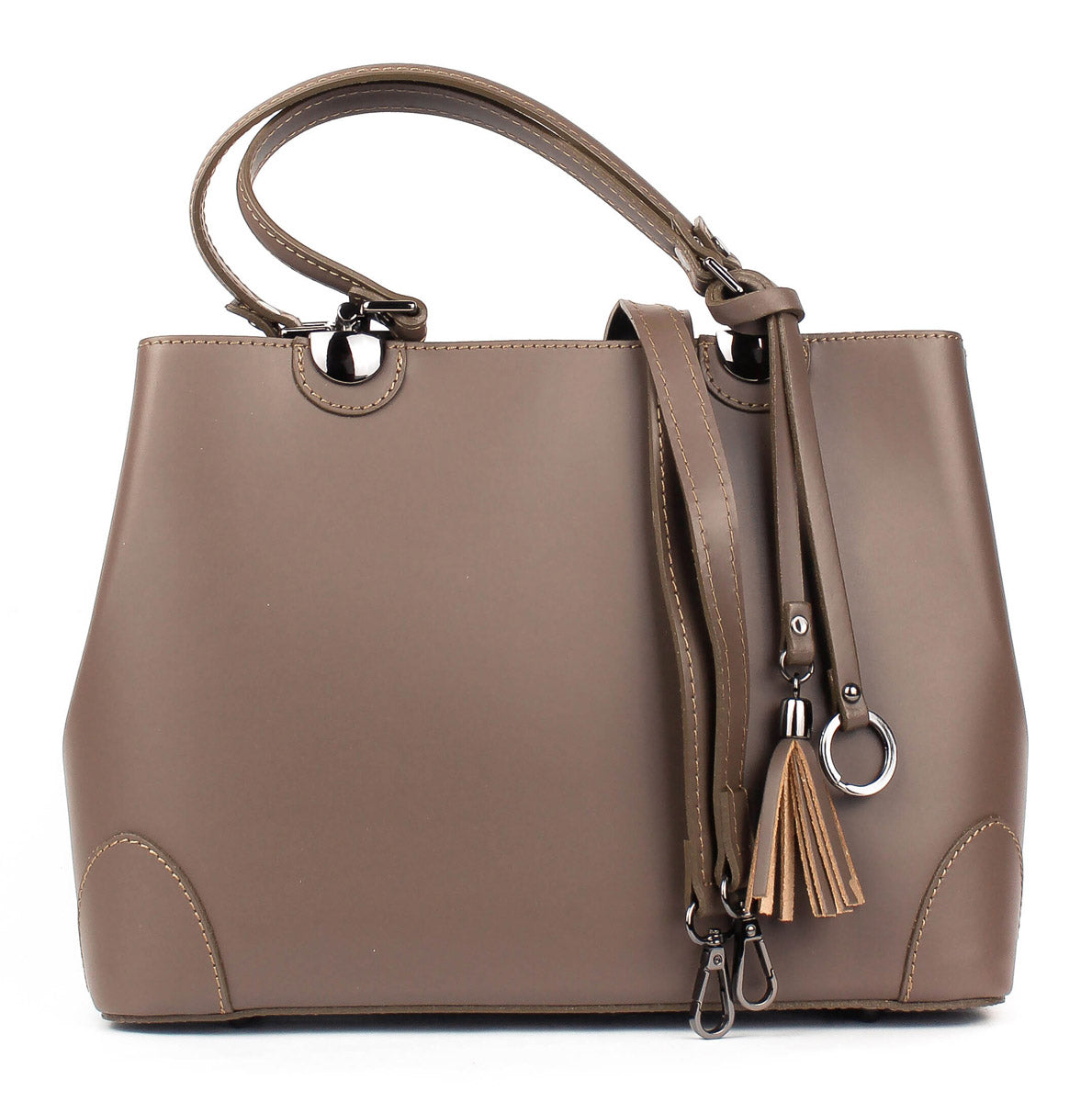 Bolso Tote de piel italiana FIORI Marrón