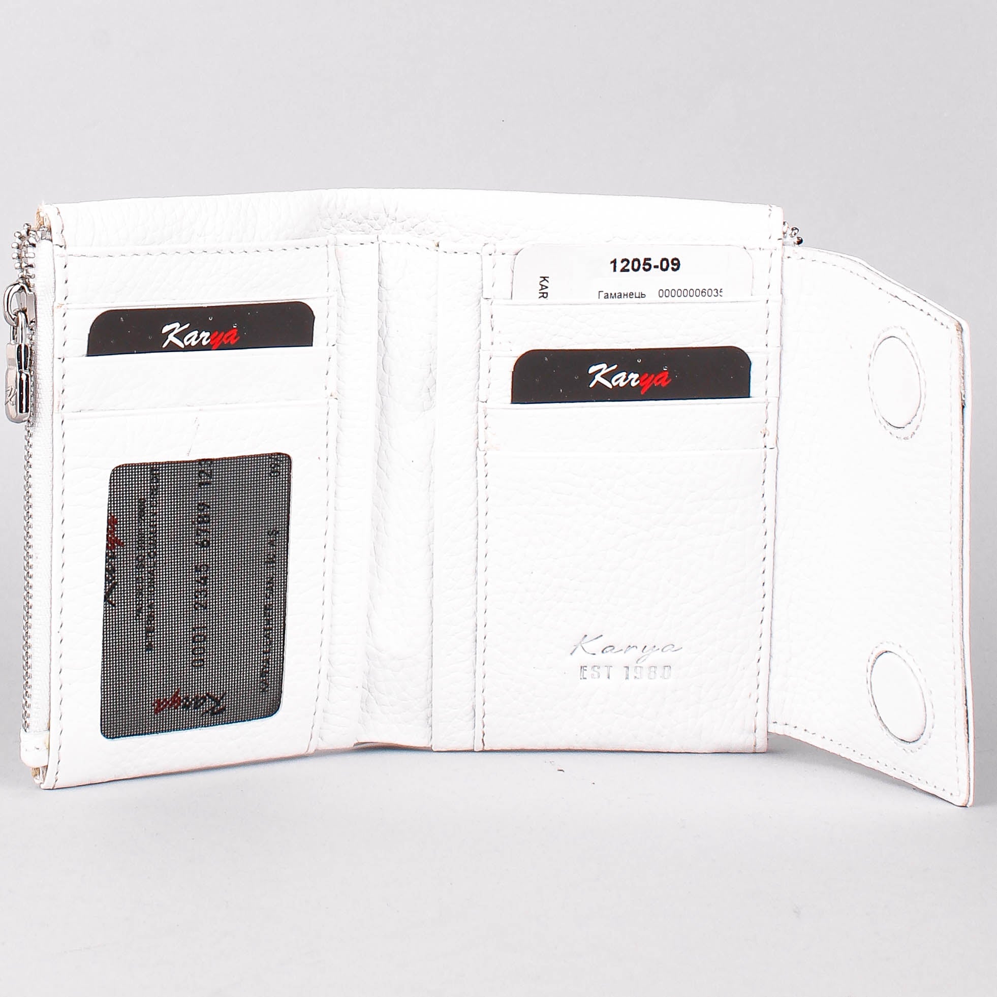 Cartera de piel italiana Blanco 1205-09