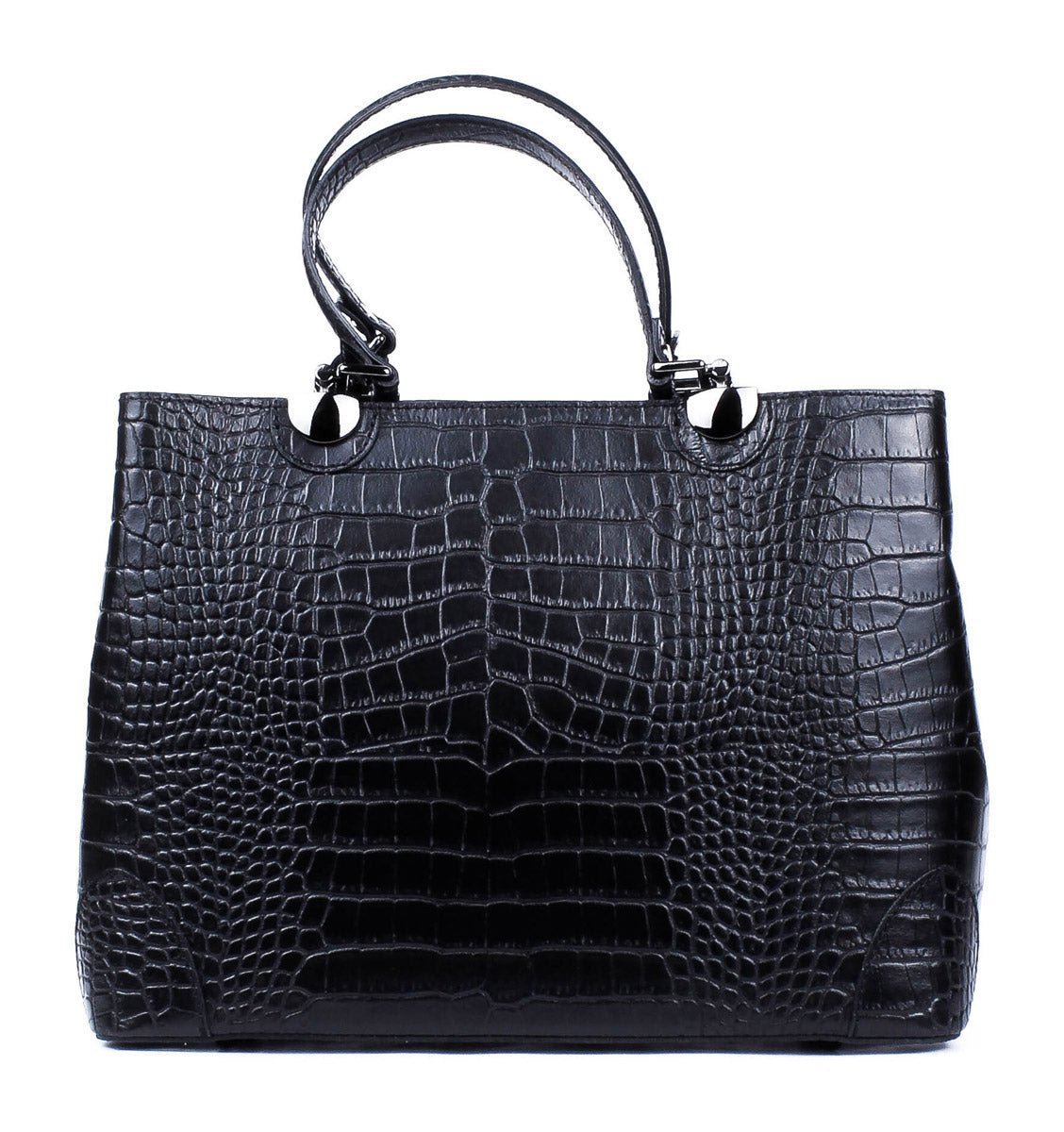 Bolso Tote de piel italiana Fiori Negro