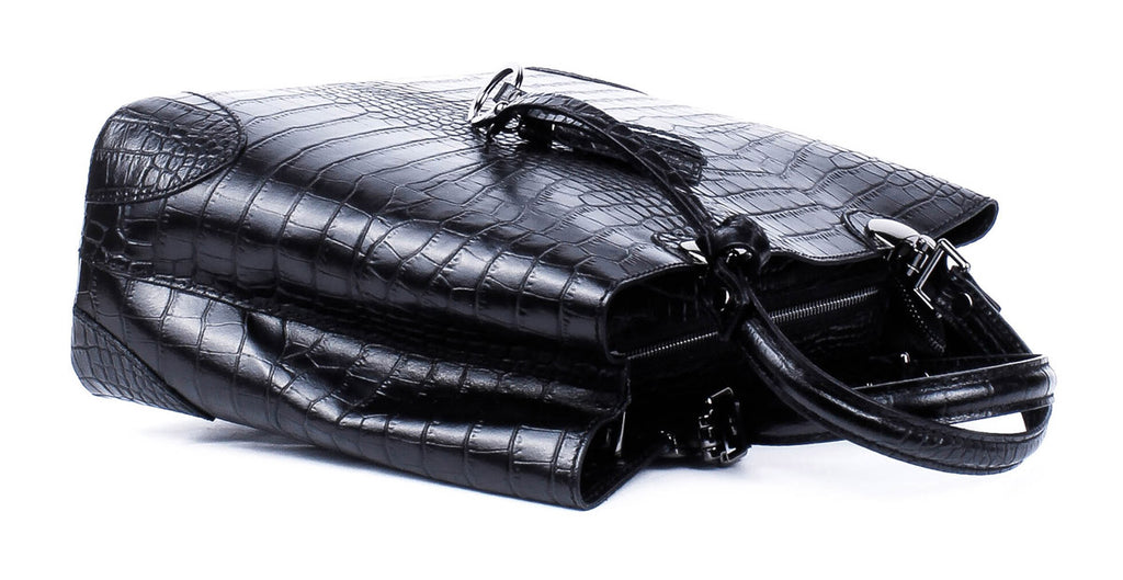 Bolso Tote de piel italiana Fiori Negro