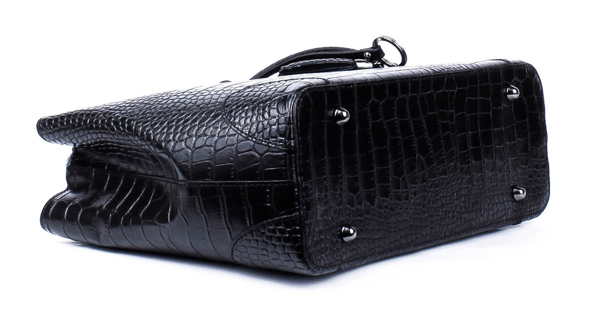 Bolso Tote de piel italiana Fiori Negro