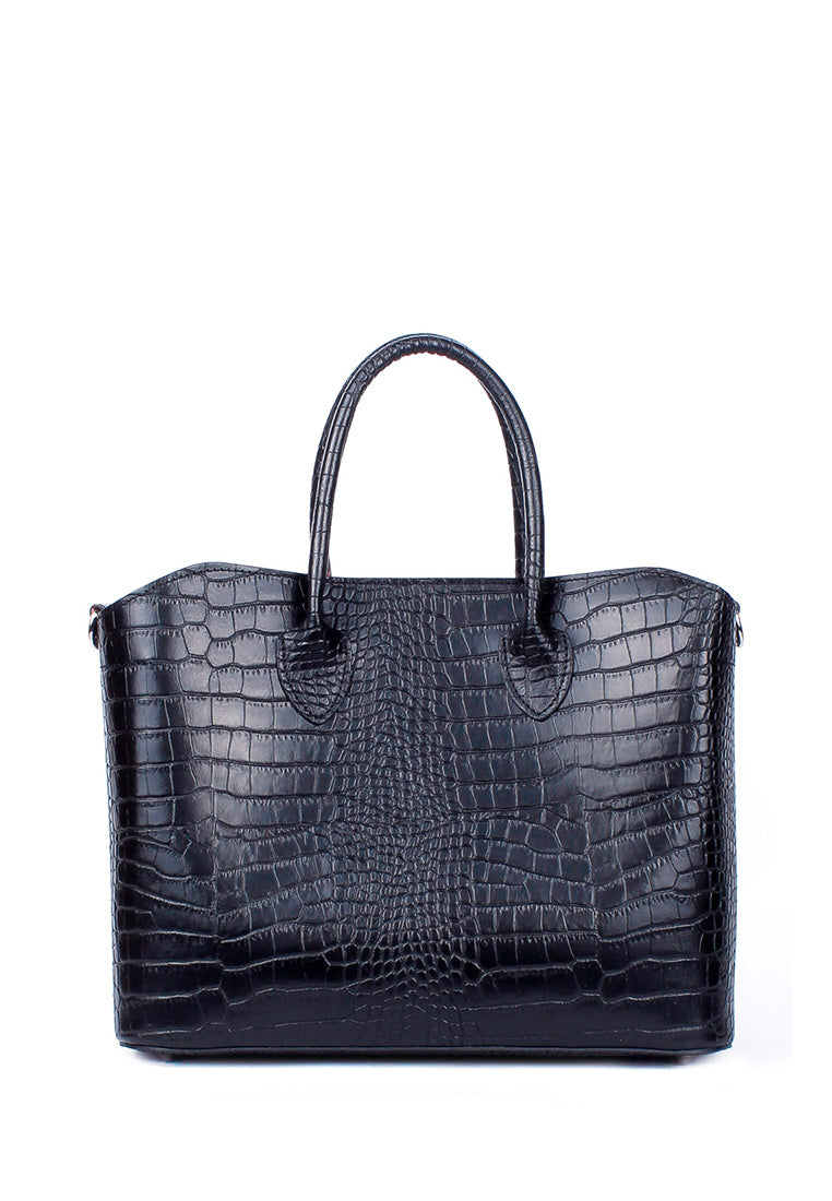Bolso Tote de piel italiana Plato Negro