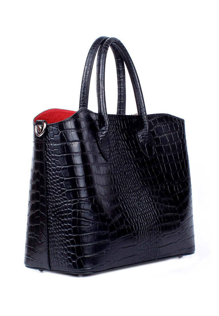 Bolso Tote de piel italiana Plato Negro