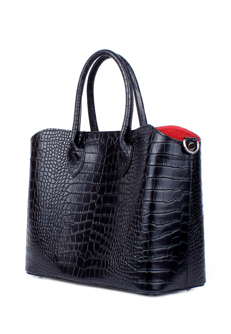 Bolso Tote de piel italiana Plato Negro